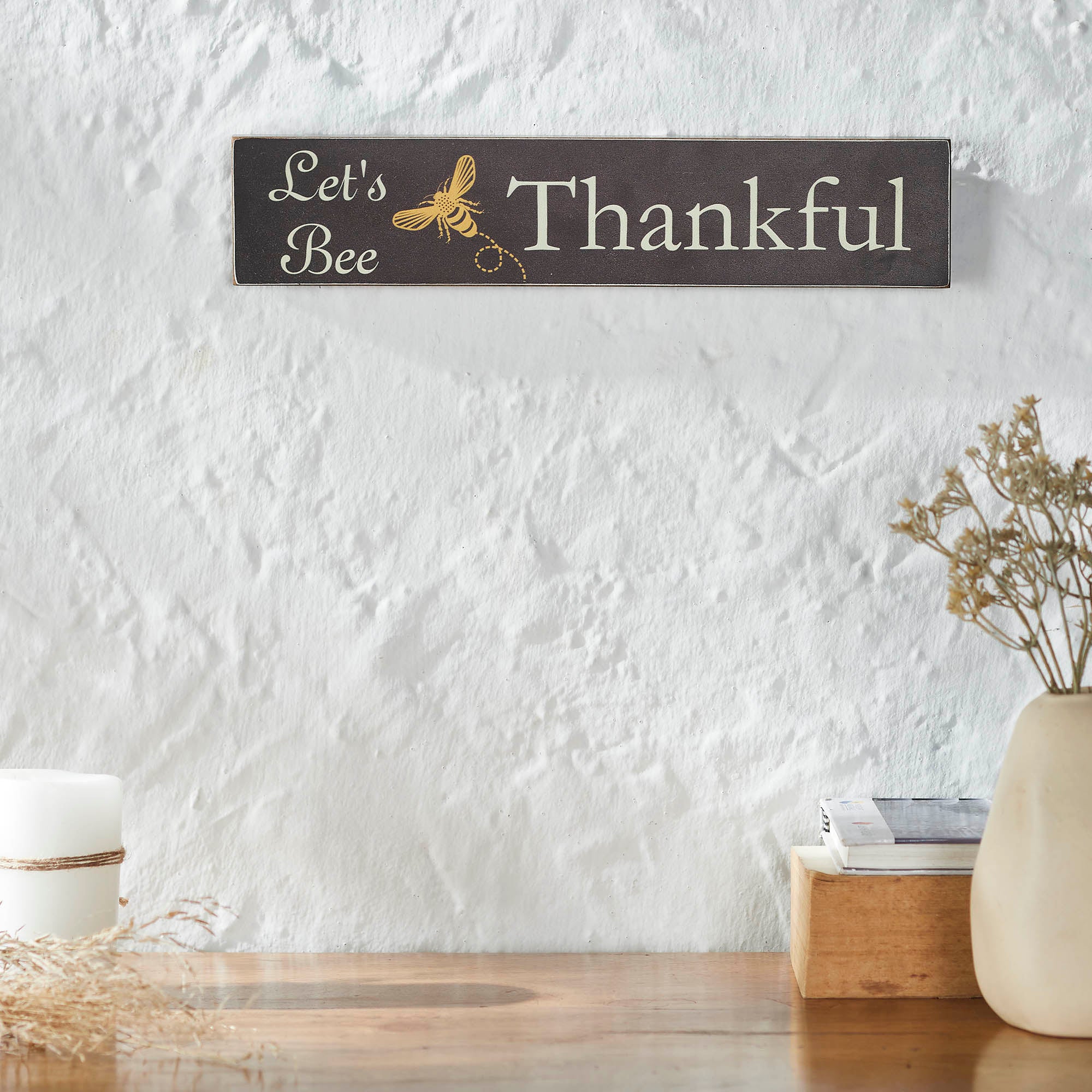 Buzzy Bees Let's Bee Thankful Grey MDF Wall Sign