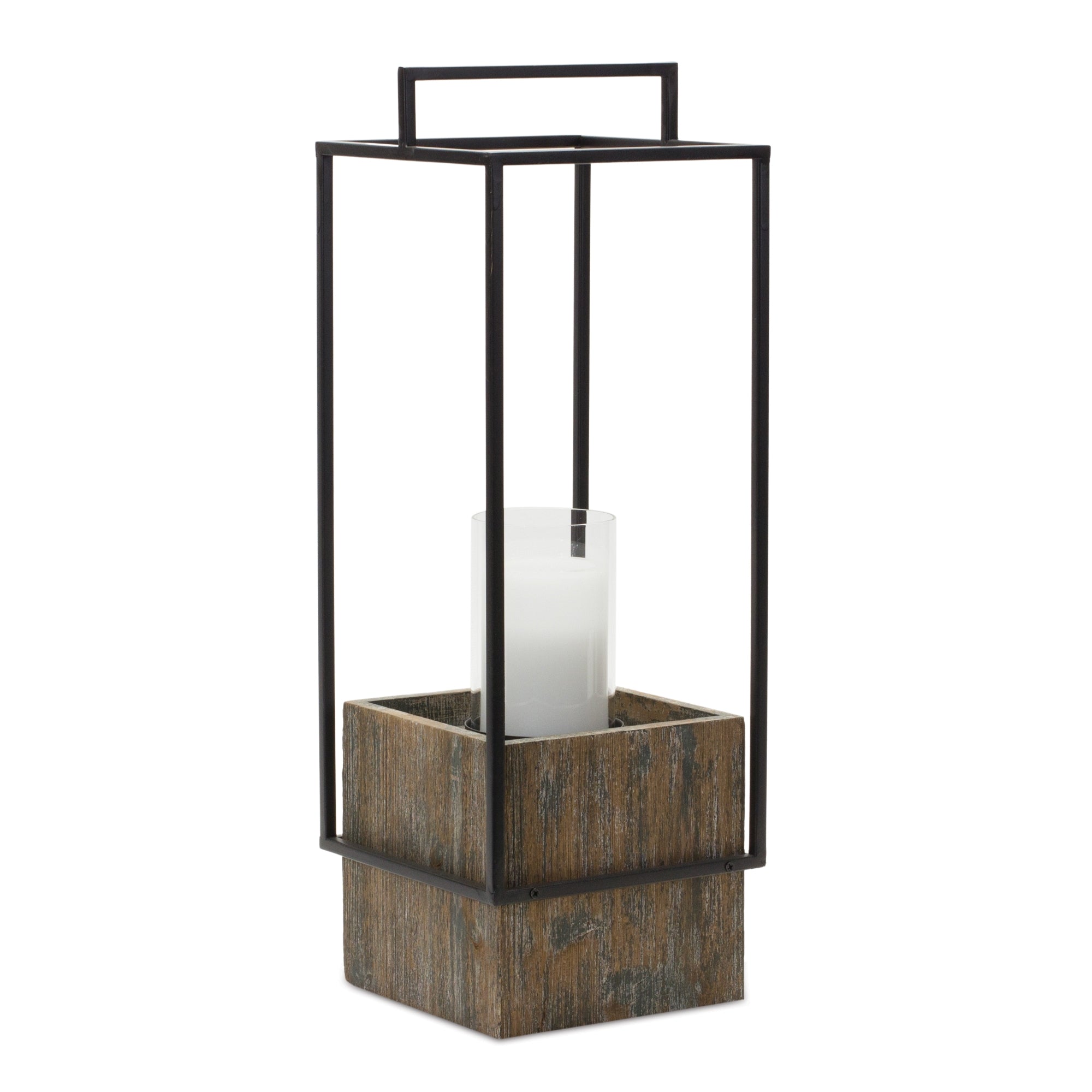 Candle Holder 21.5”H Wood/Iron