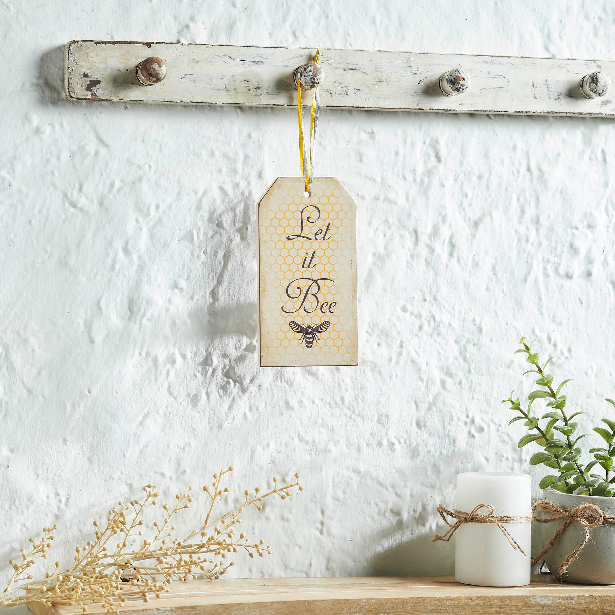 Buzzy Bees Let It Bee MDF Tag Ornament w/ Ribbon