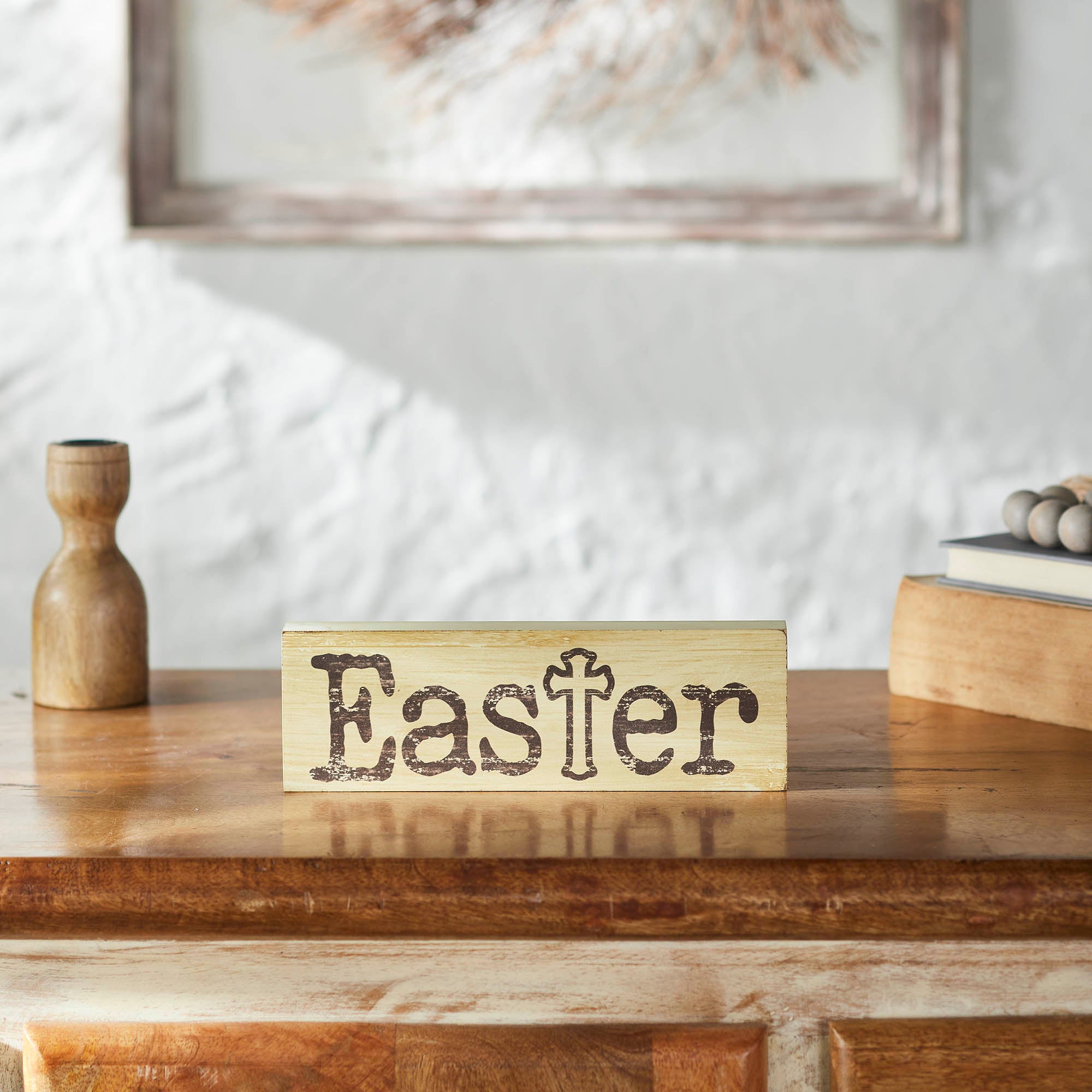 Celebrate Grace Easter w/ Cross Antique White MDF Wall Sign