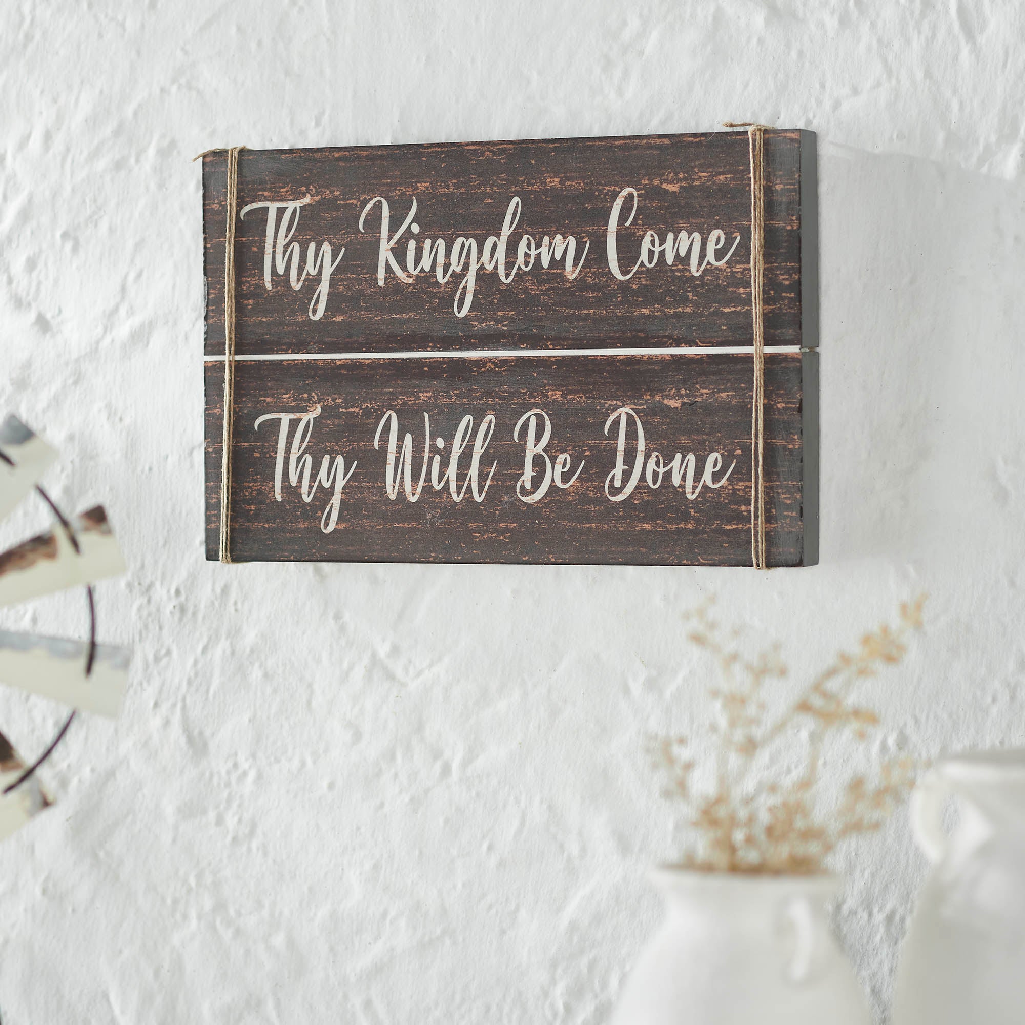 Celebrate Grace Thy Kingdom Come Distressed Grey MDF Wall Sign