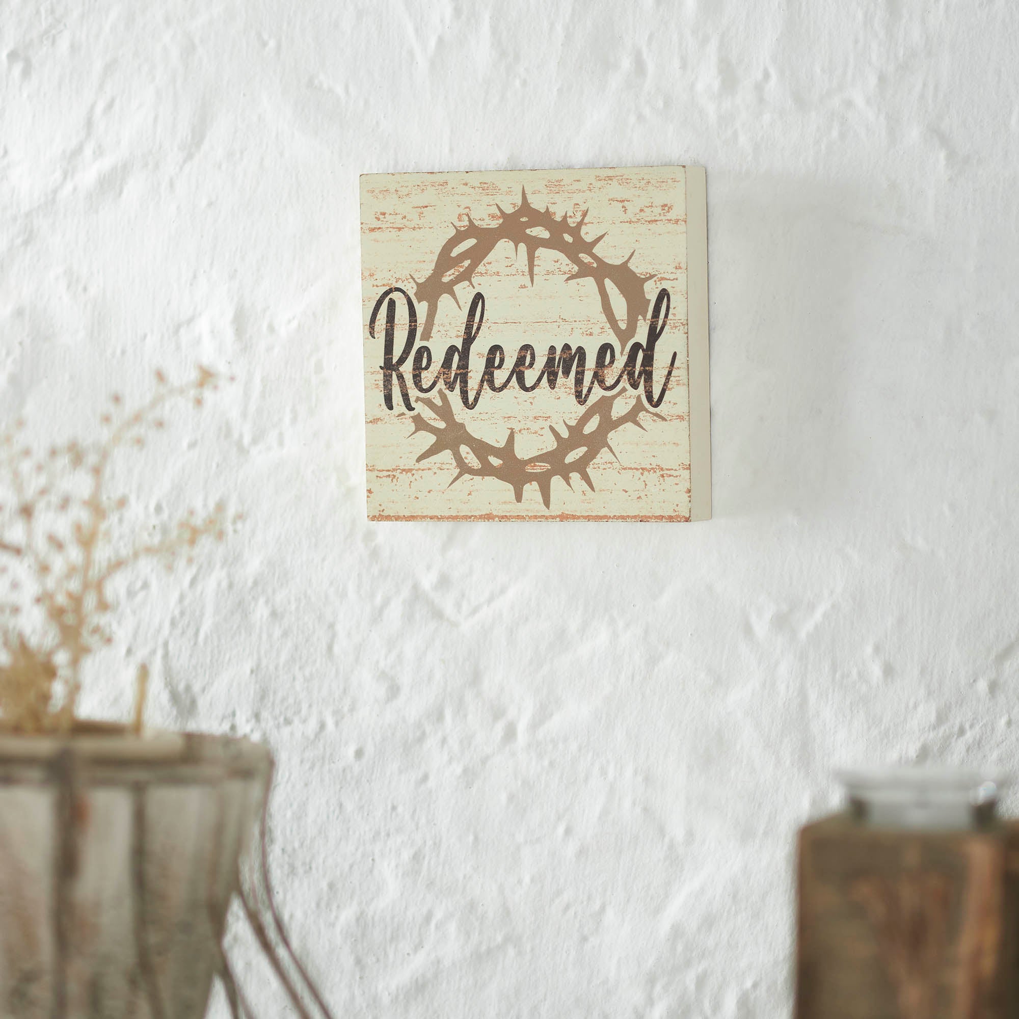 Celebrate Grace Redeemed w/ Crown Of Thorn MDF Block Sign