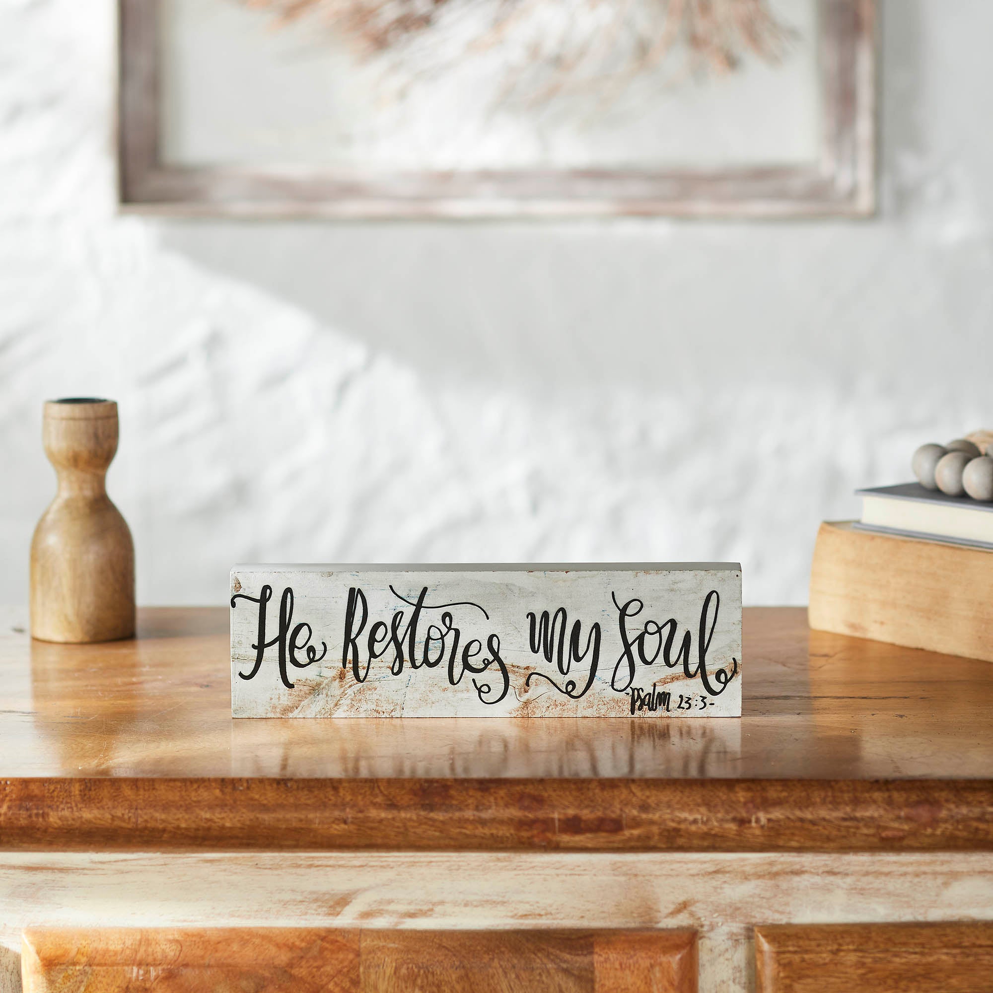 Celebrate Grace Psalm 23:3 He Restores My Soul MDF Wall Sign