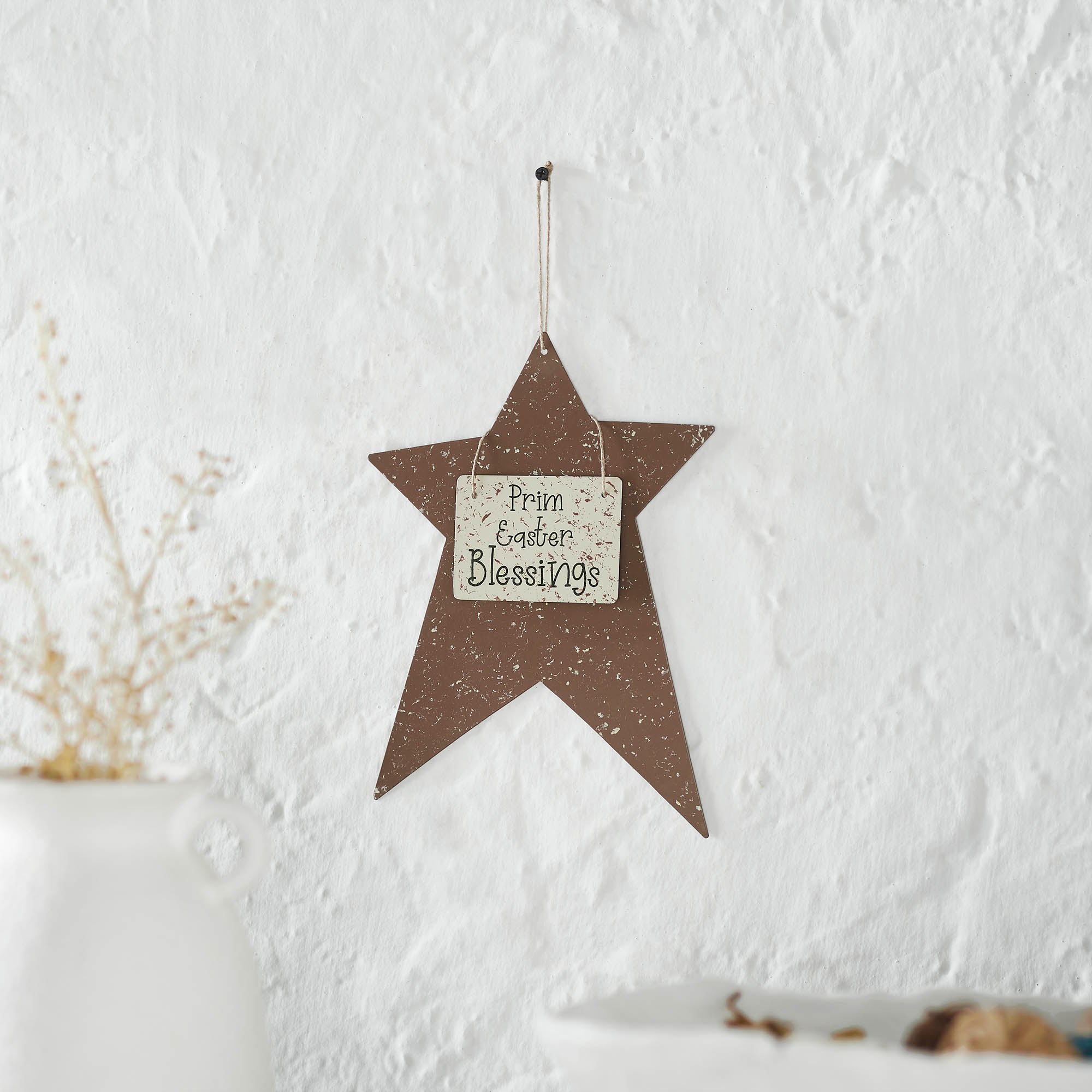 Spring In Bloom Galvanized Metal Prim Easter Blessing Star