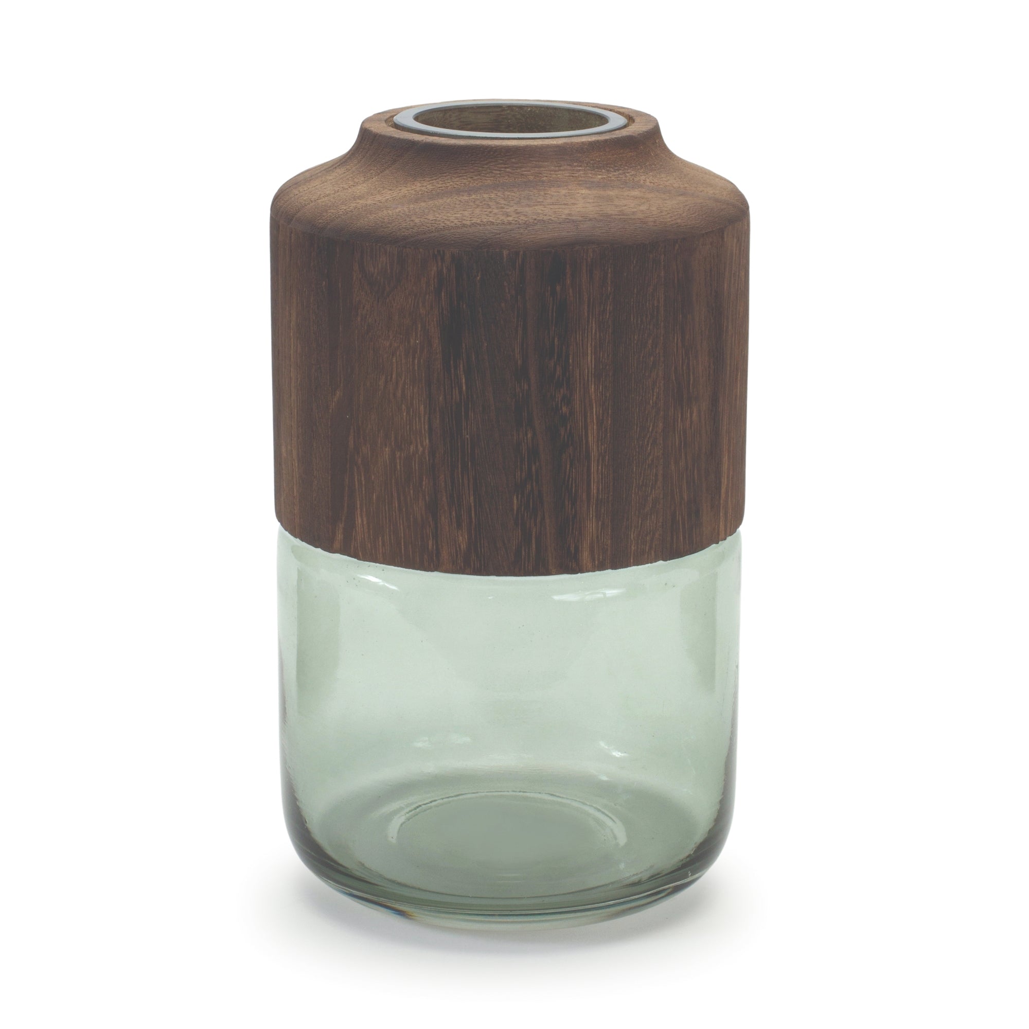 Container 11”H Glass/Wood