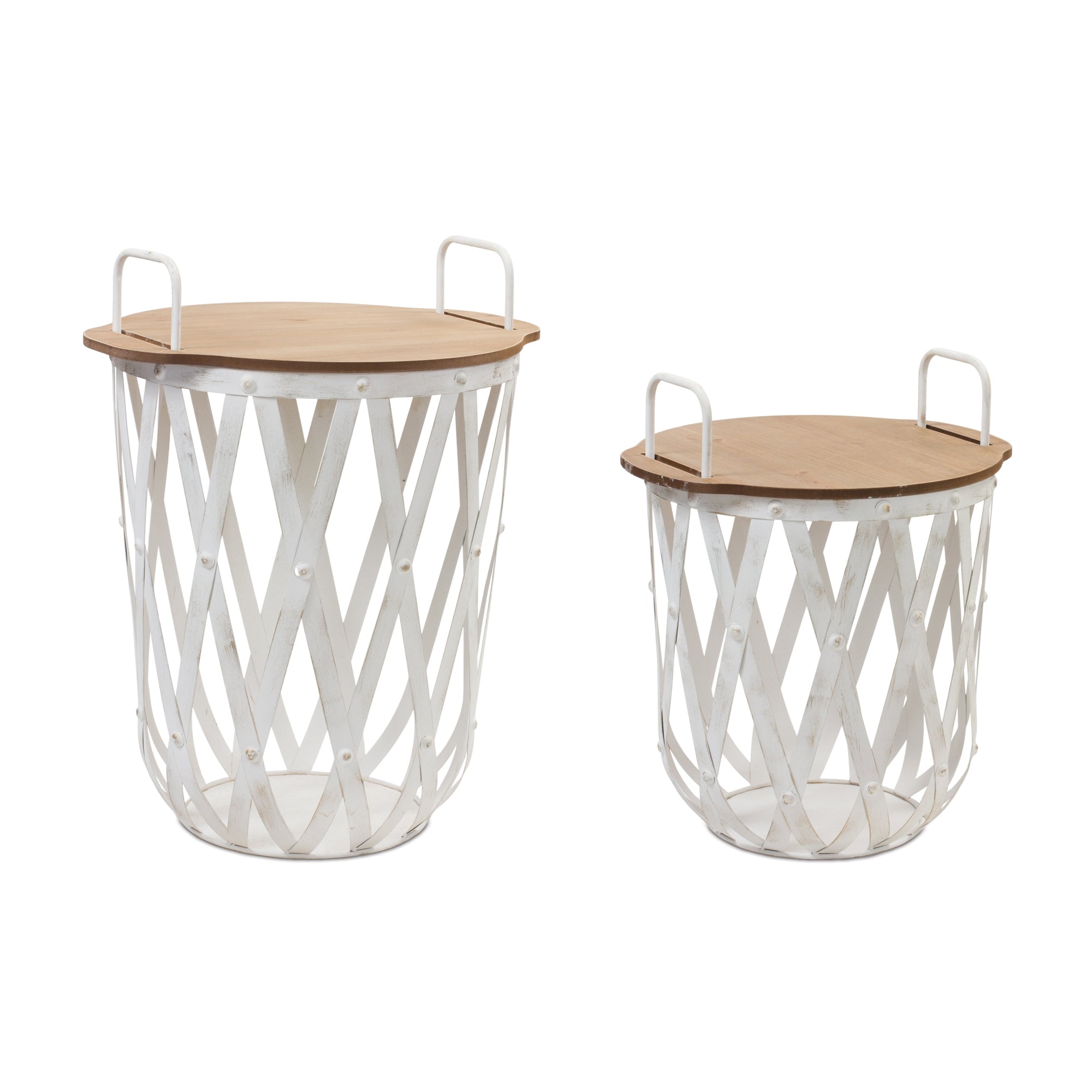 Side Table (Set of 2) 18"H, 23"H Iron/Wood