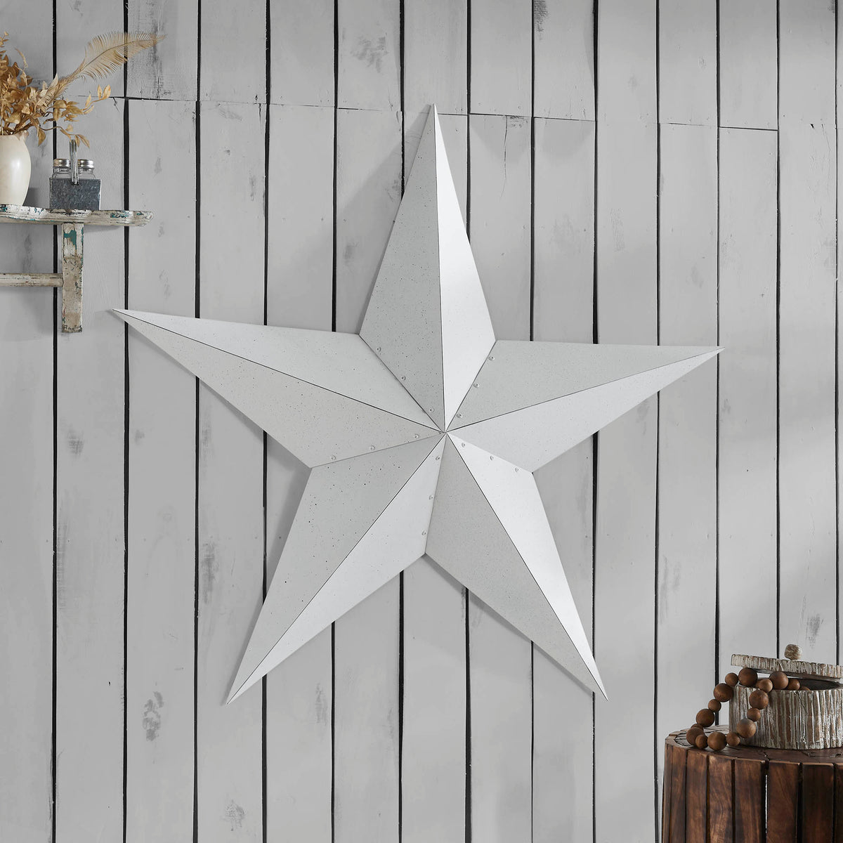 Metal Star Speckled White Distressed 48x48