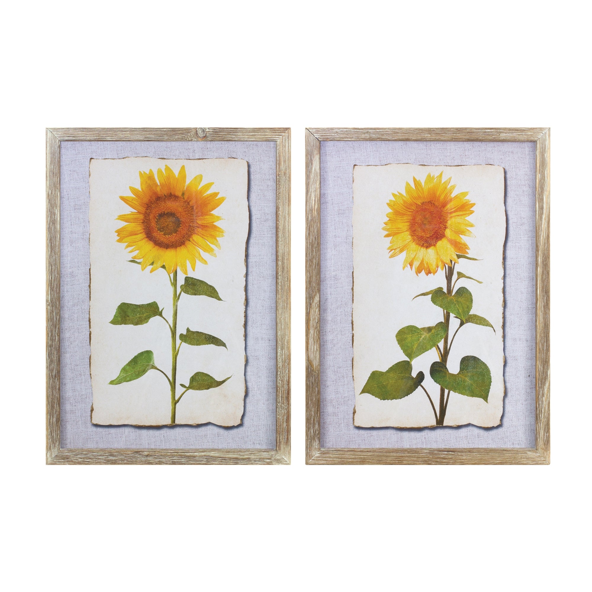 Sunflower Print (2 Asst) 12.75"L x 17.5"H Wood/Wood/Paper