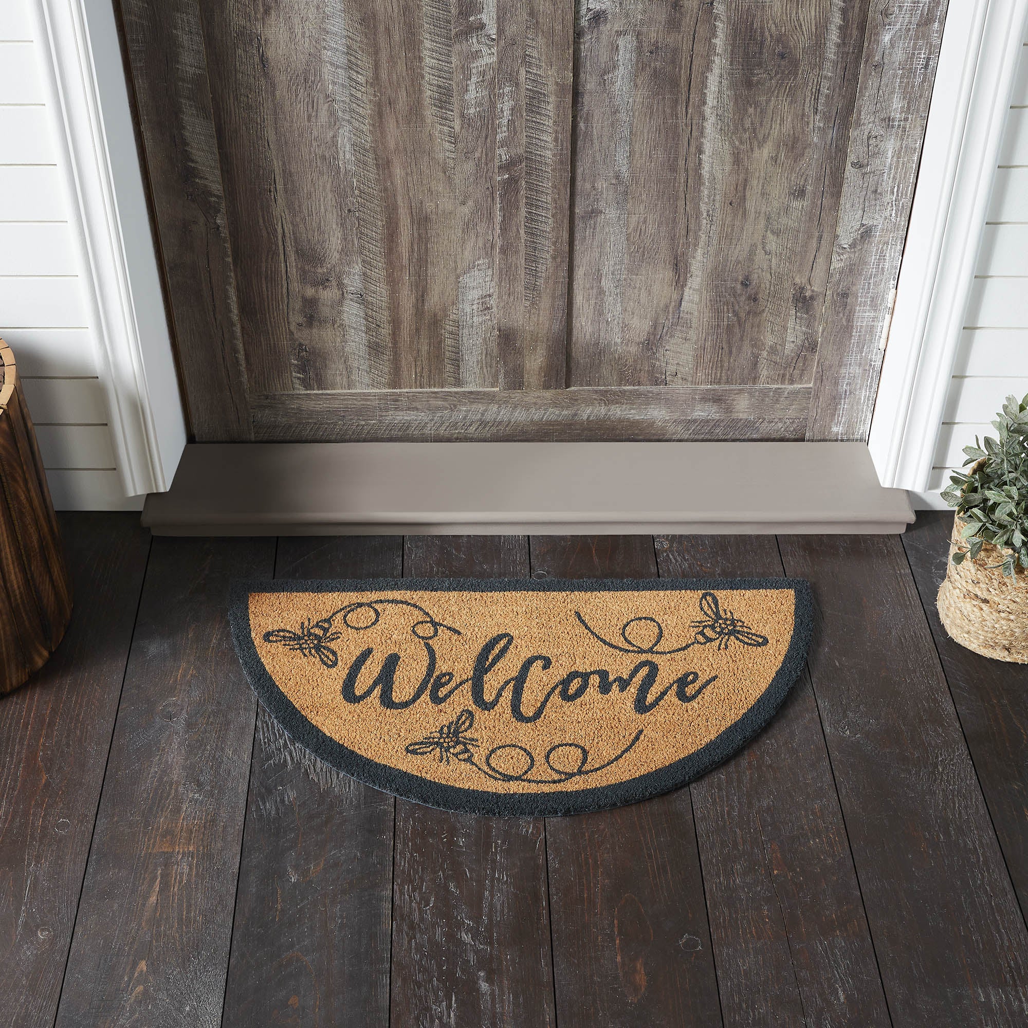 Buzzy Bees Coir Welcome Rug Half Circle 16.5x33
