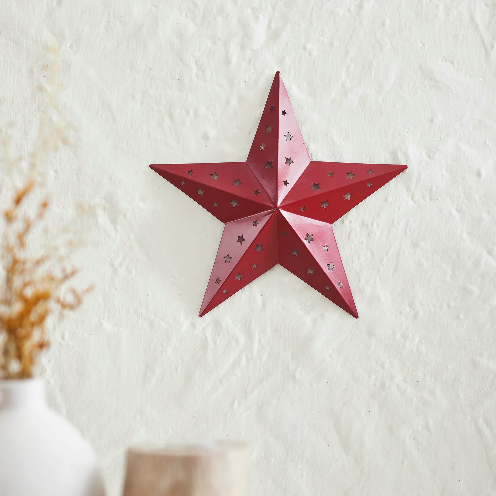 Metal Star Punched Burgundy 12x12