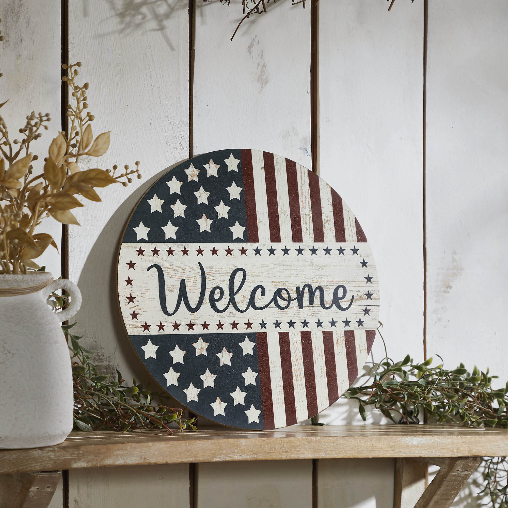 Welcome Stars & Stripes Round Wall Hanging Diameter