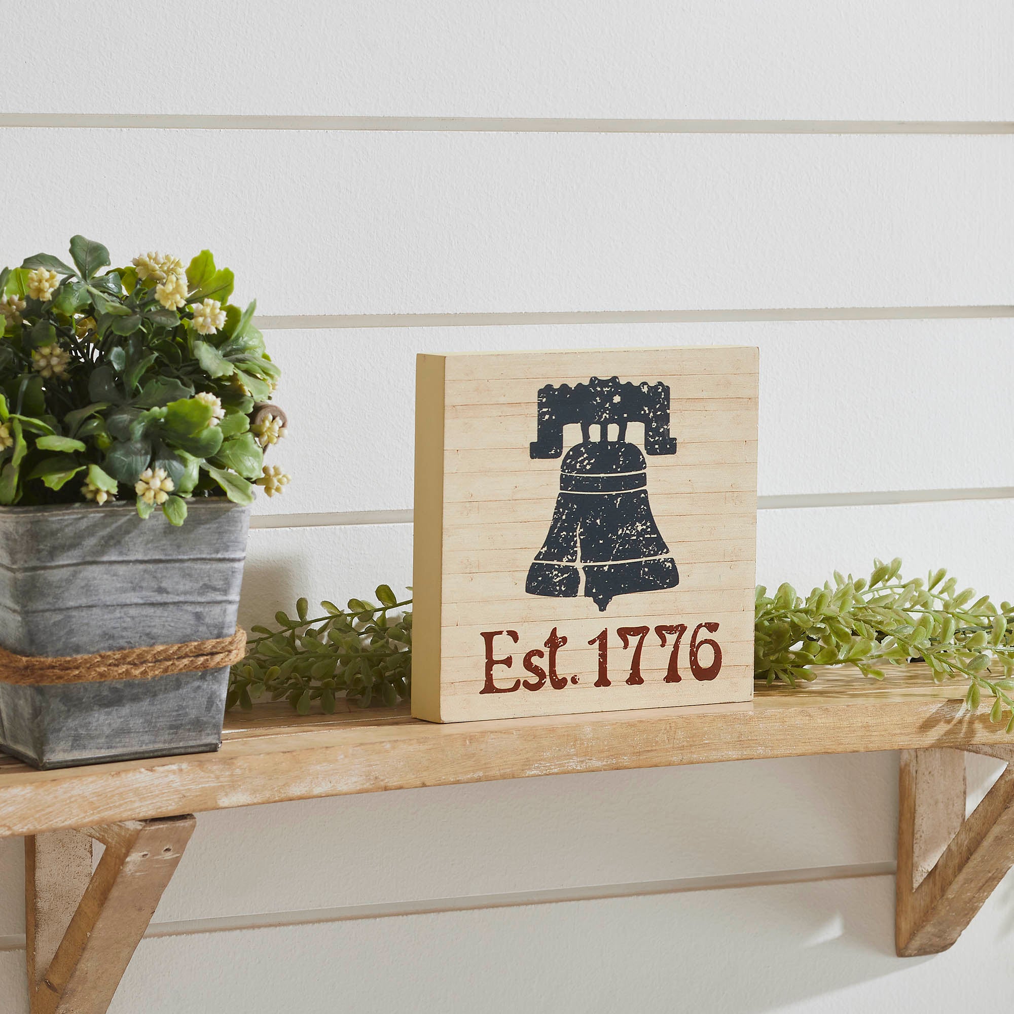 My Country Blue Liberty Bell Est 1776 MDF Block Sign
