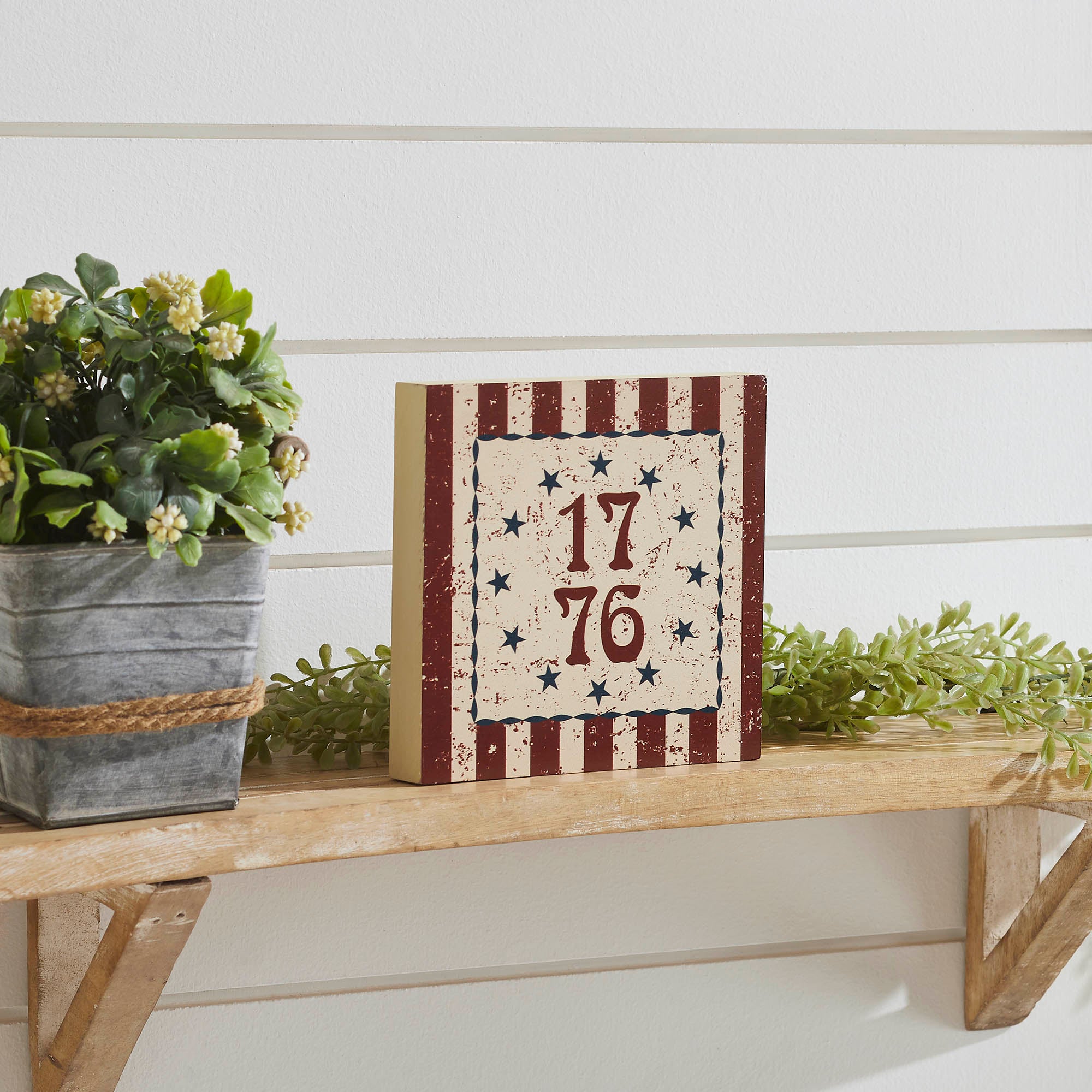 My Country 1776 w/ Blue Stars & Stripes MDF Block Sign