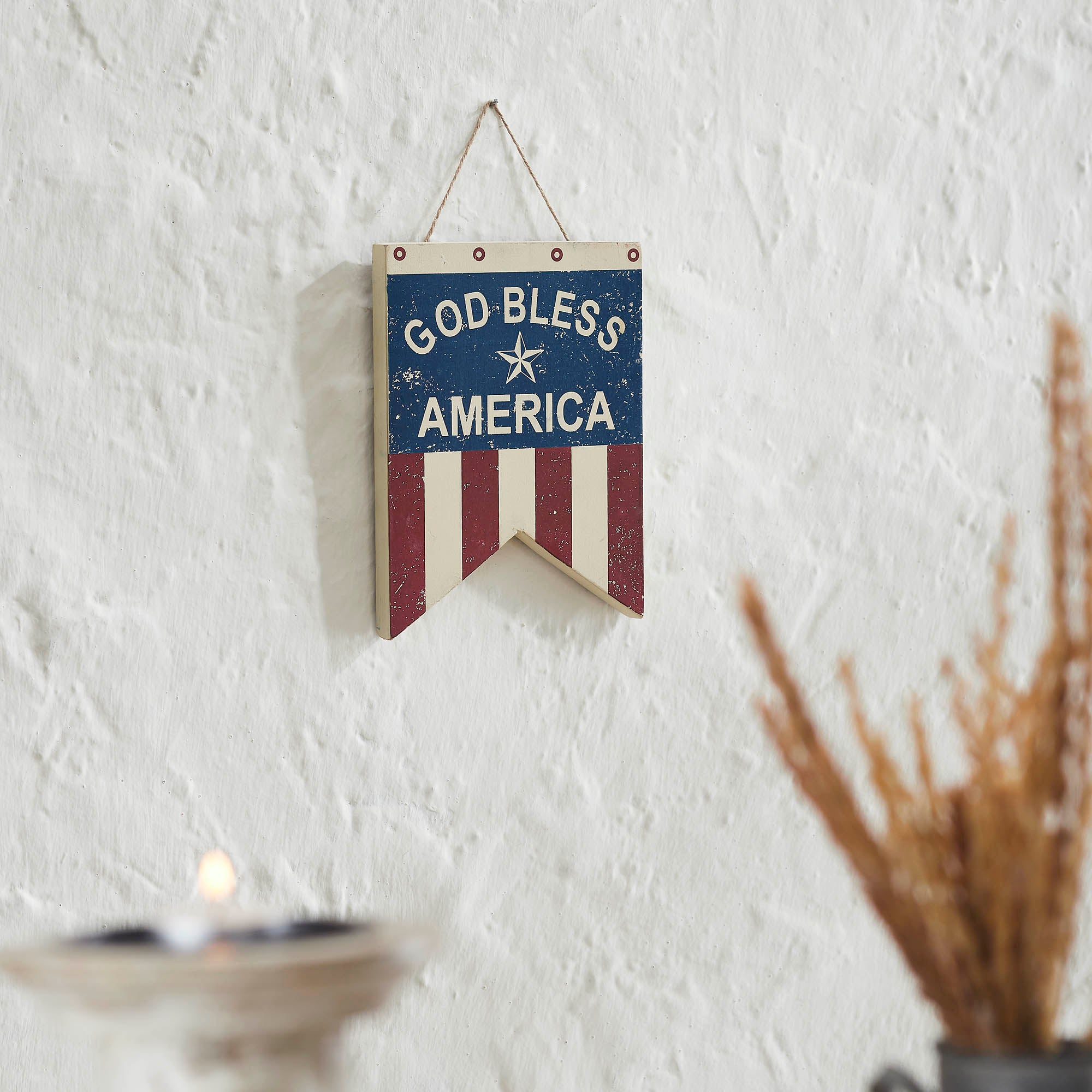 God Bless America Dovetail Flag MDF Wall Hanging