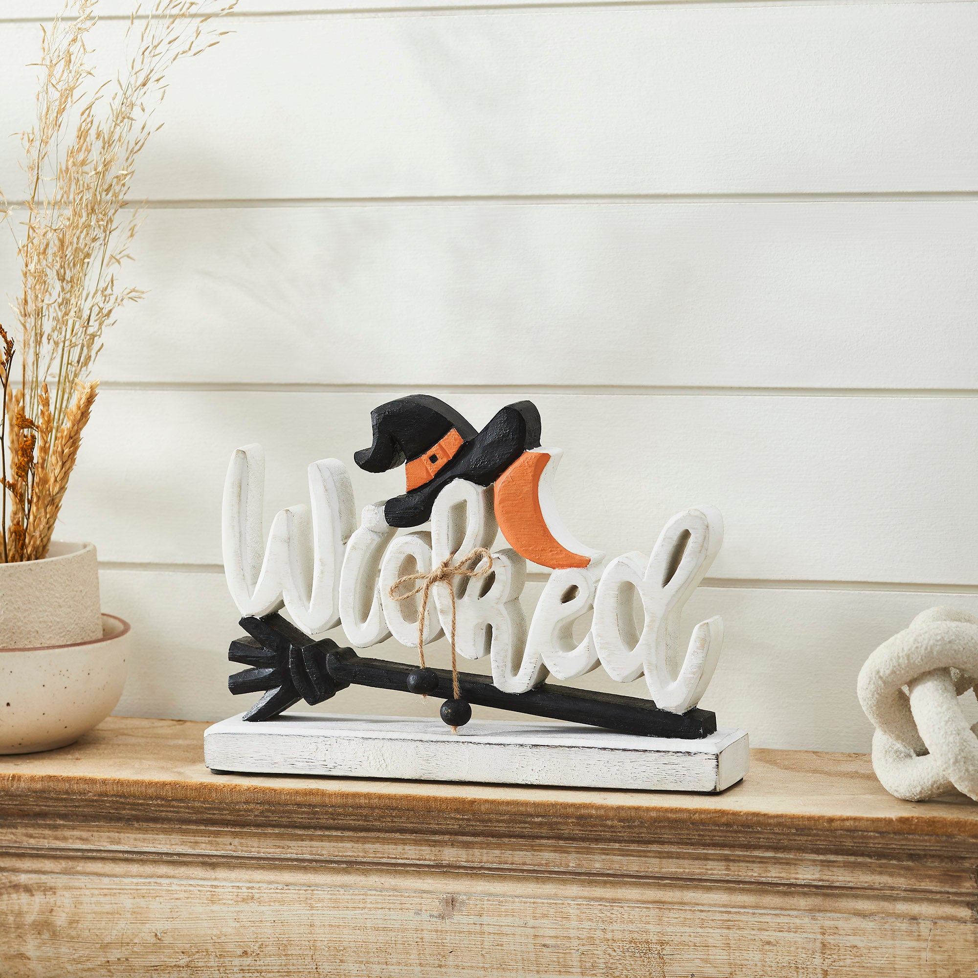 Wicked Witch Wooden Tabletop Decor Sign Spooky Halloween Home Accent