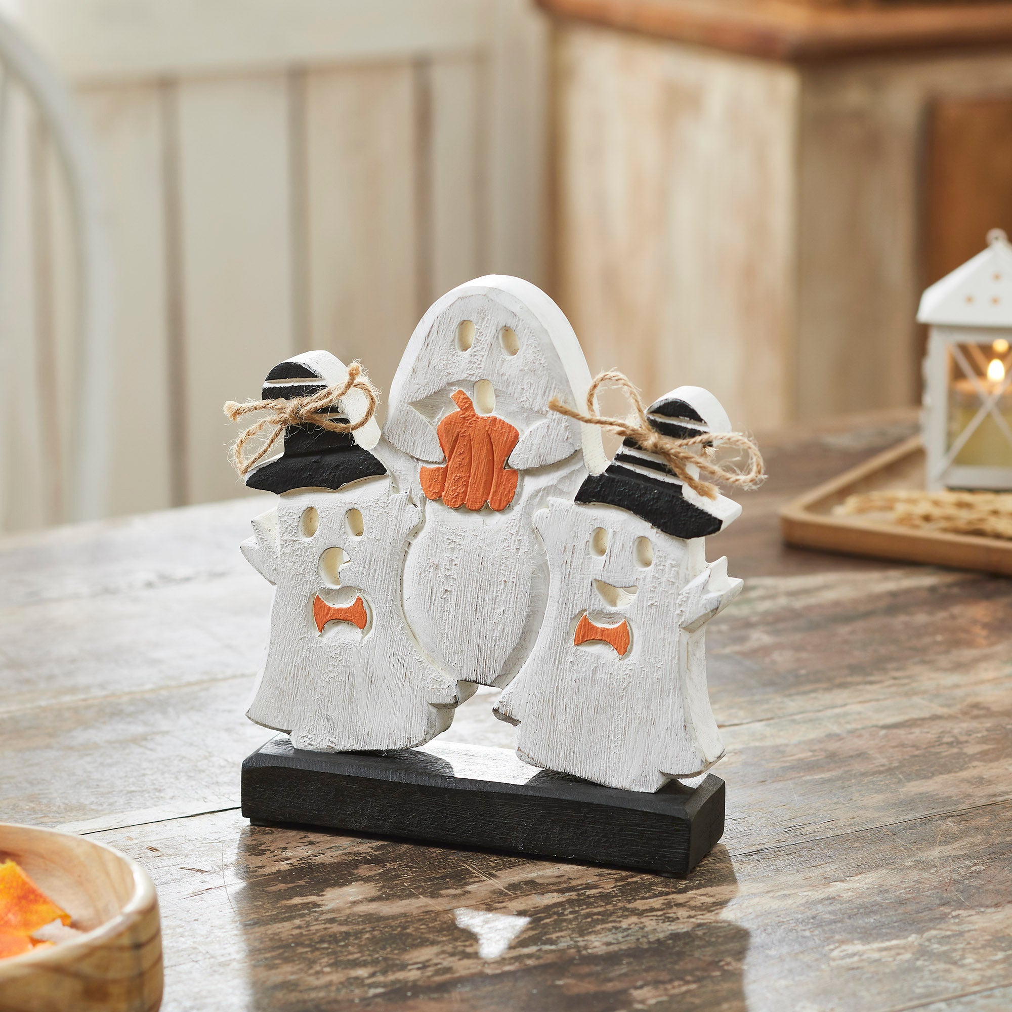Spooky Halloween Wooden Ghoul Figurines Inch Tabletop Decor