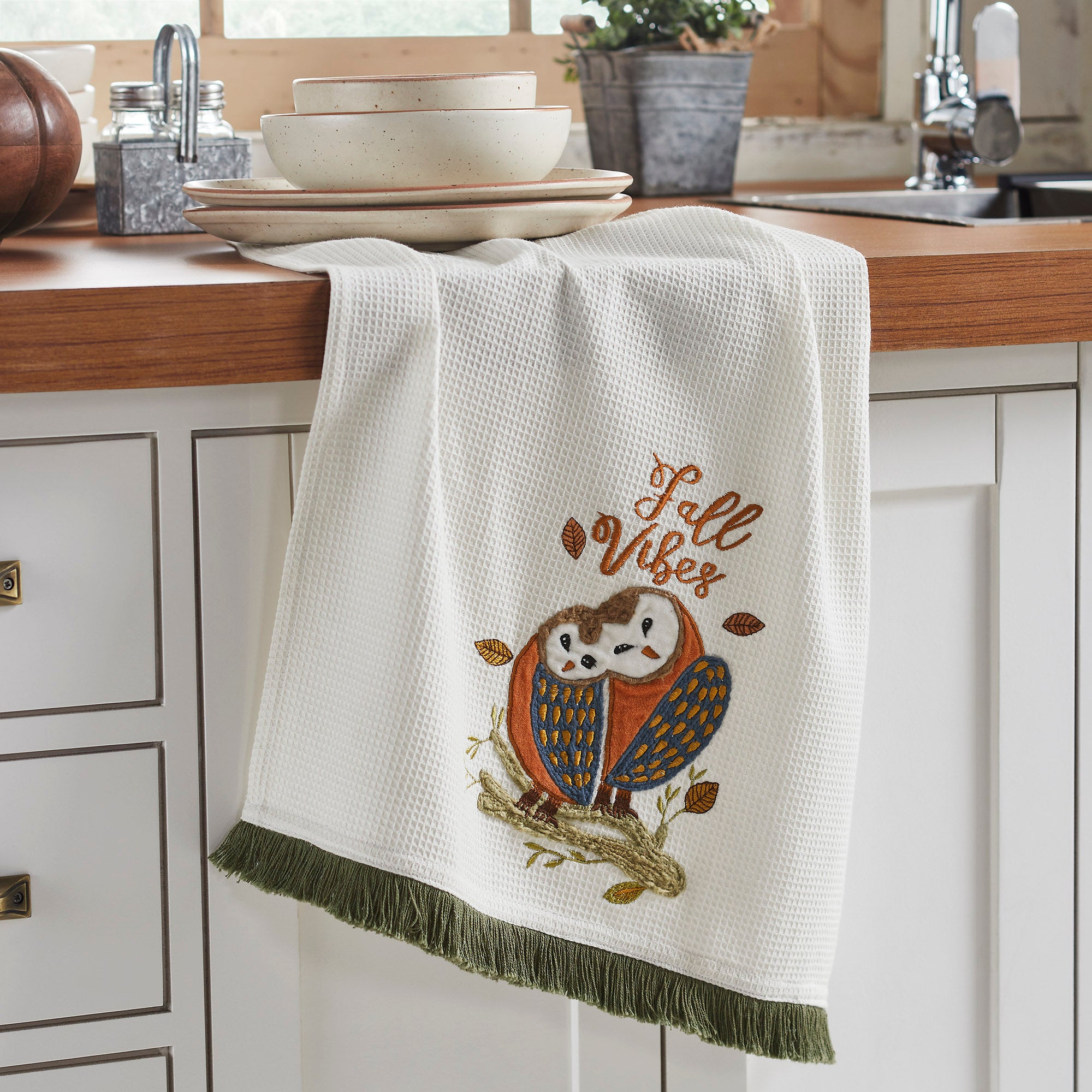 Fall Harvest Absorbent Cotton Kitchen Tea Towel Seasonal Farmhouse Dish Towel Home Decor