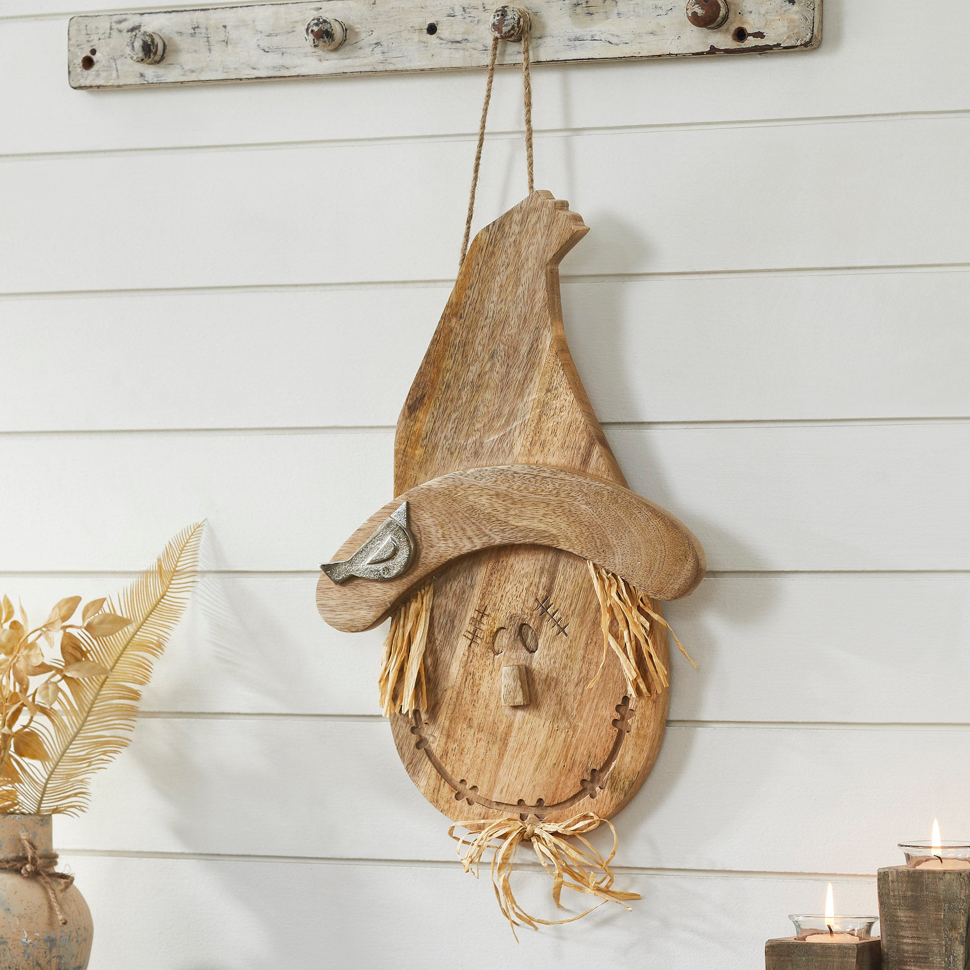 Farmhouse Rustic Wooden Scarecrow Autumn Fall Harvest Wall Art Decor Inch