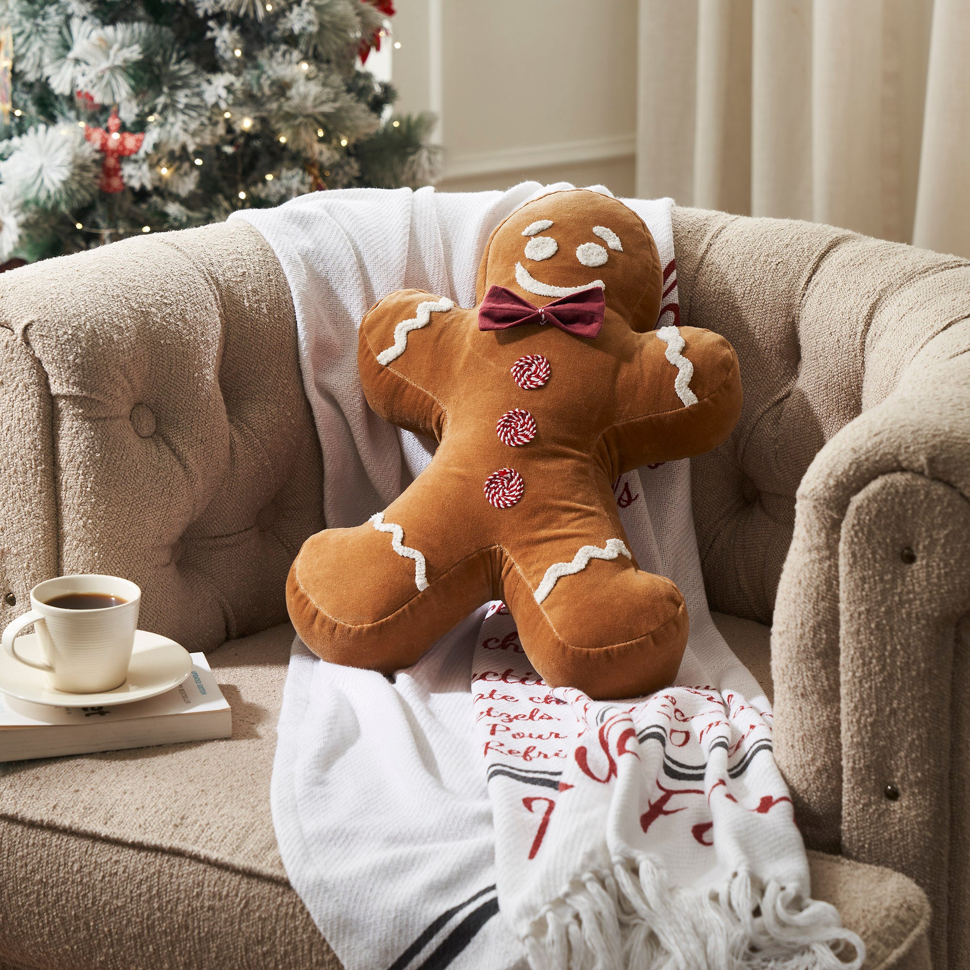Mr. Gingerbread Appliqued Pillow