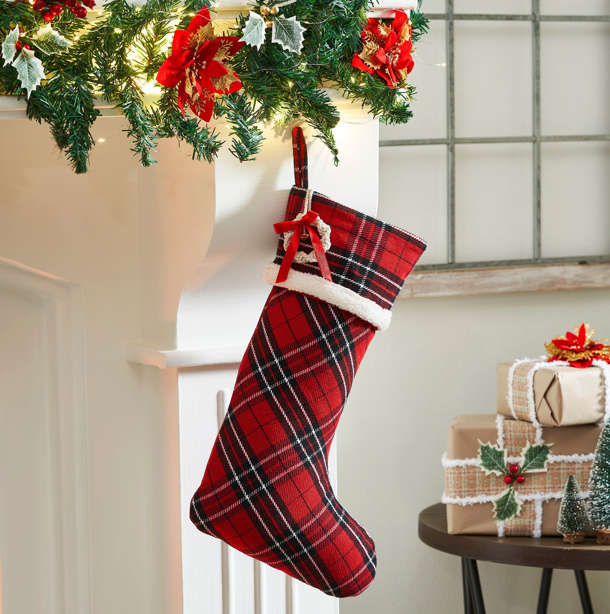 Red and Black Tartan Plaid Stocking