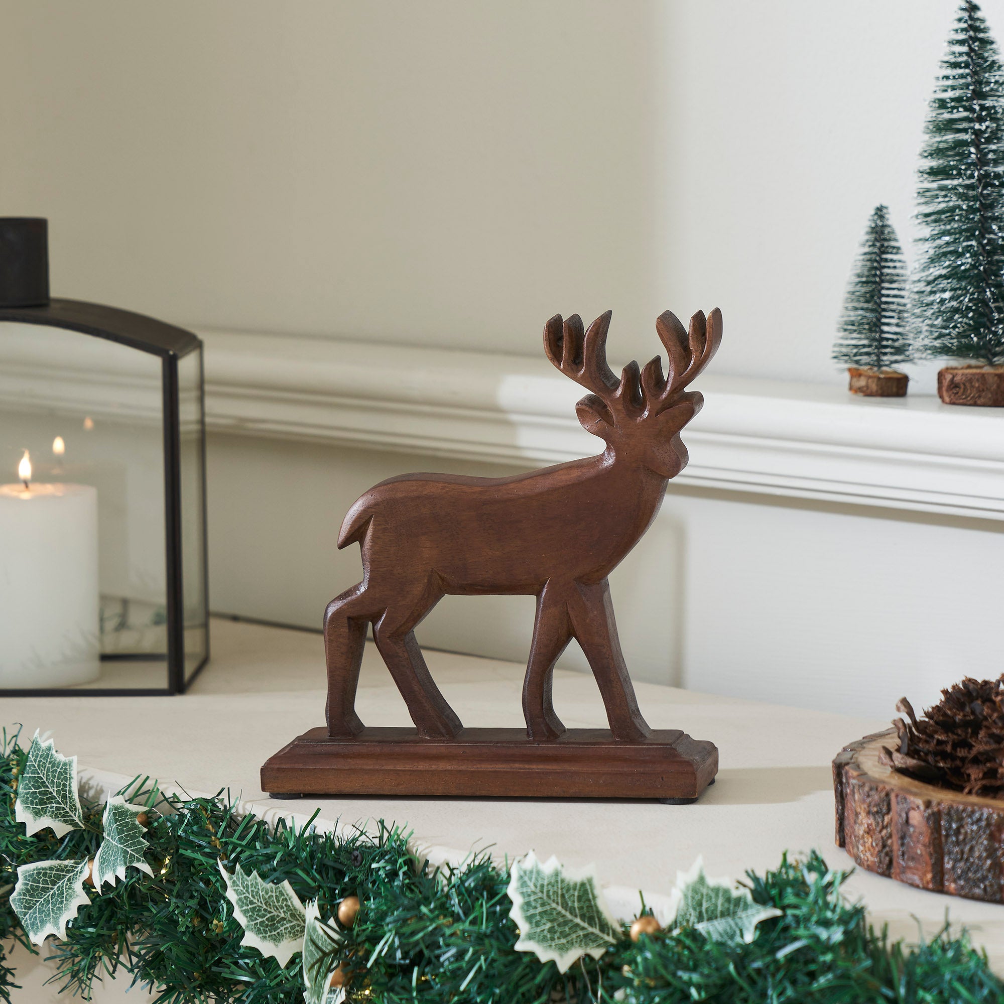 Forest Frolic Dark Wooden Deer