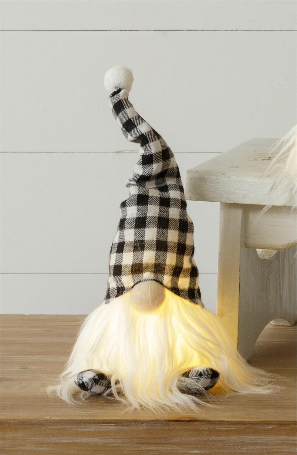 Lighted Black And White Check Gnome