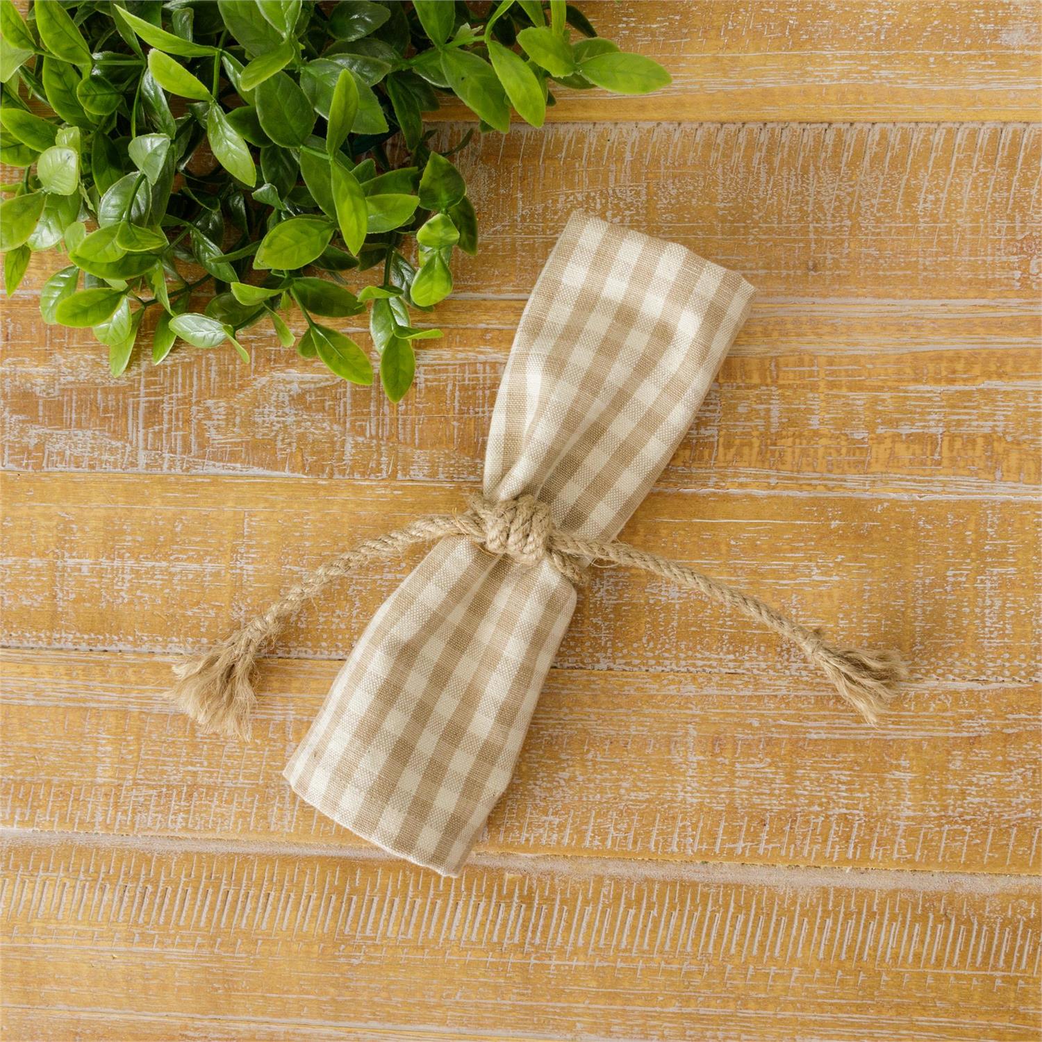 Napkin - Tan And Linen Check
