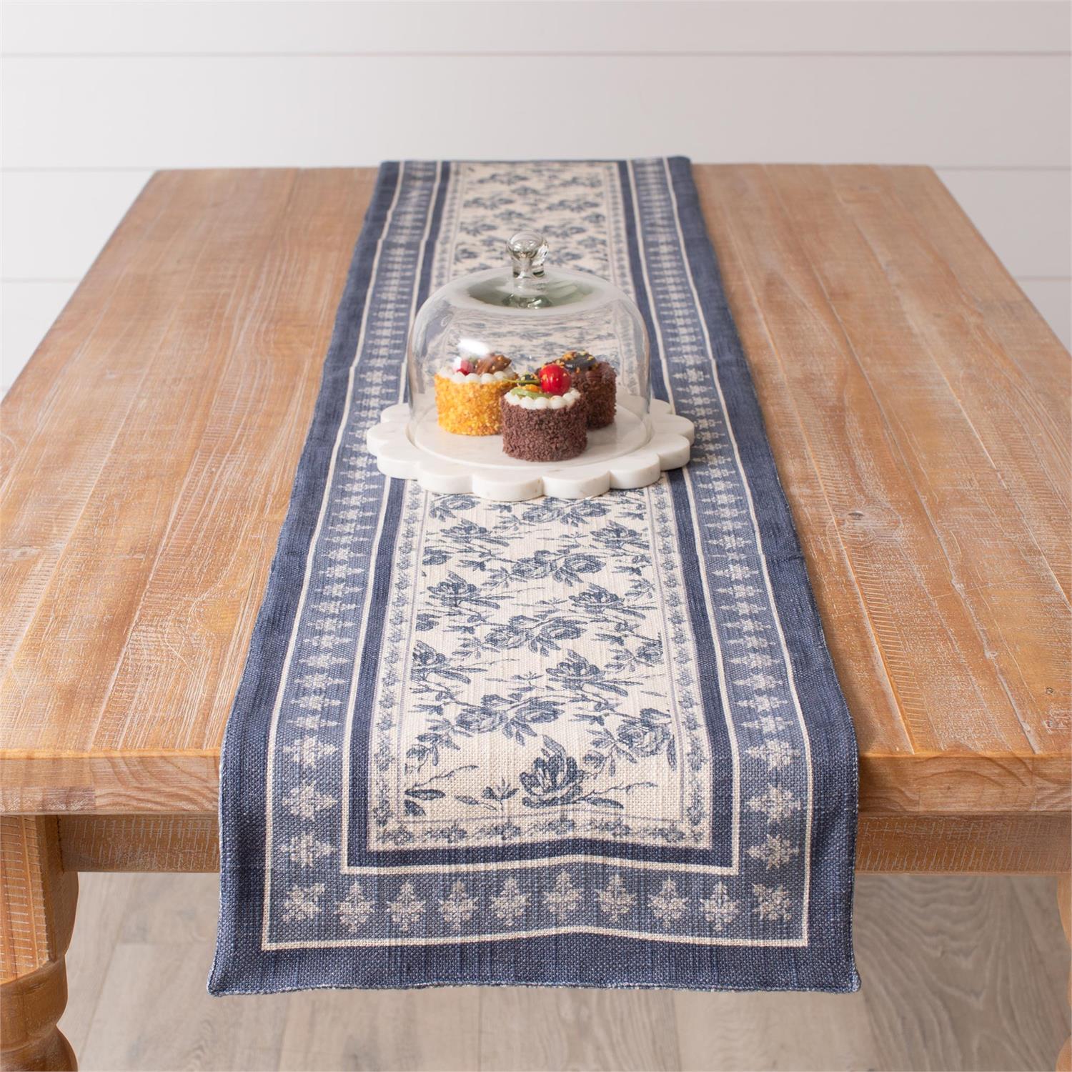 French Blue Floral Runner