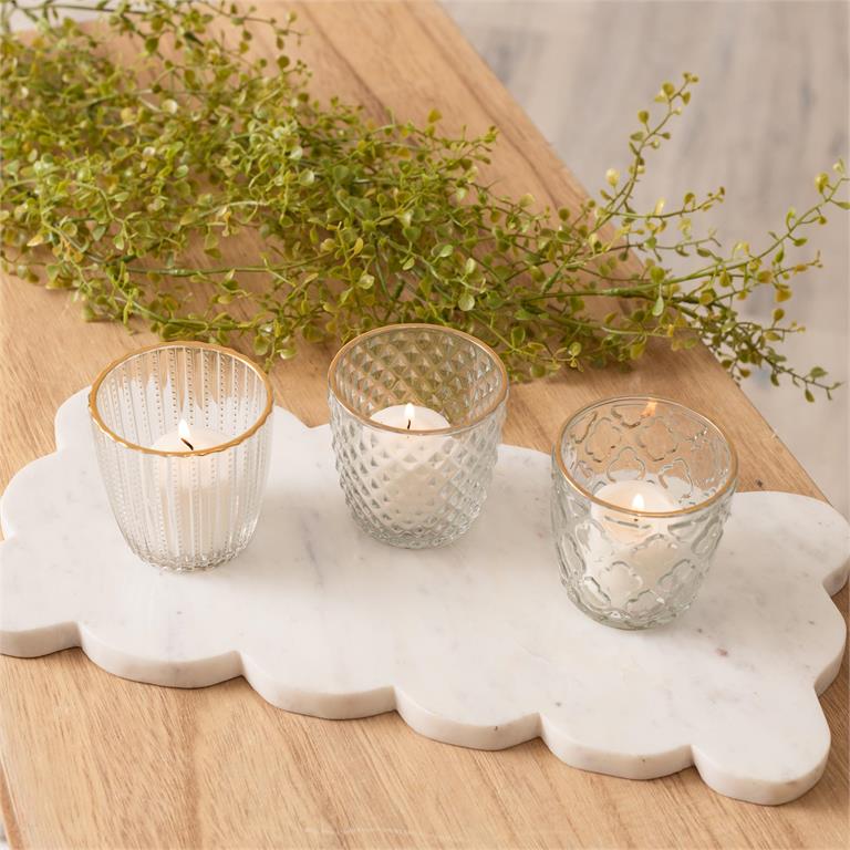 Glass Votive Holder with Gold Rim