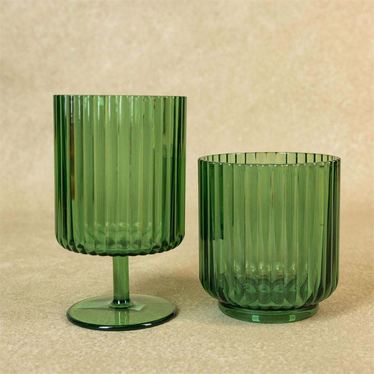 Ribbed Radiance Drinkware, Meadow Green (Set of 2)