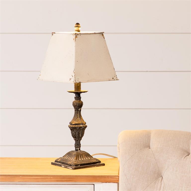 Lamp - Antique Black With Square Shade
