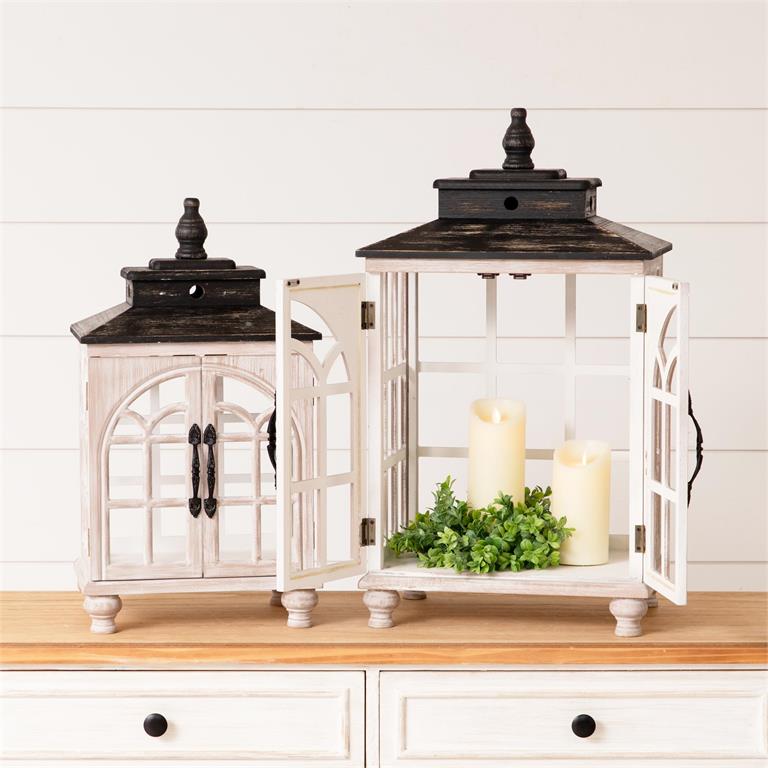 Whitewashed Two Door Lantern