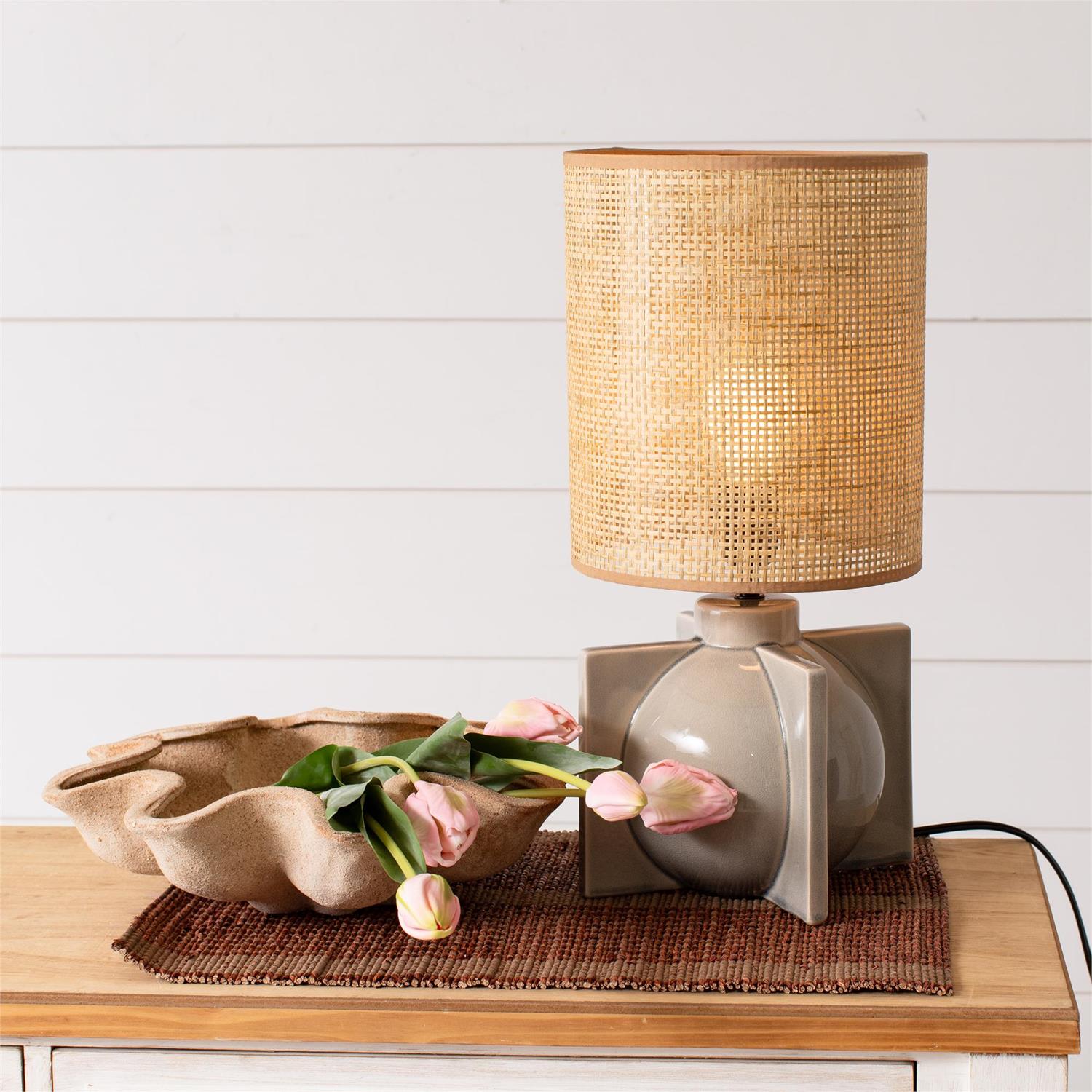 Modern Gray Lamp w/ Shade