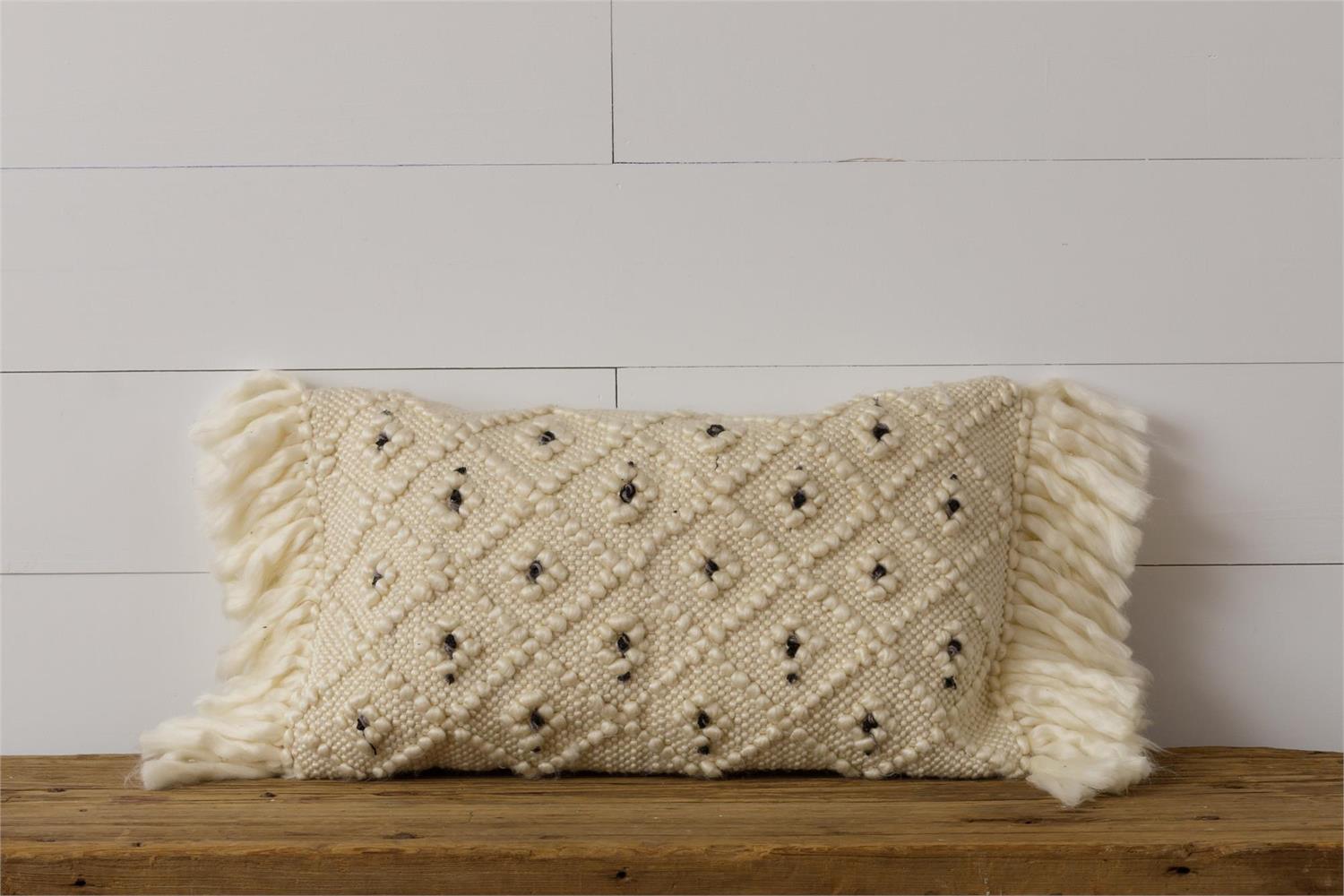 Woven Pillow With Shag