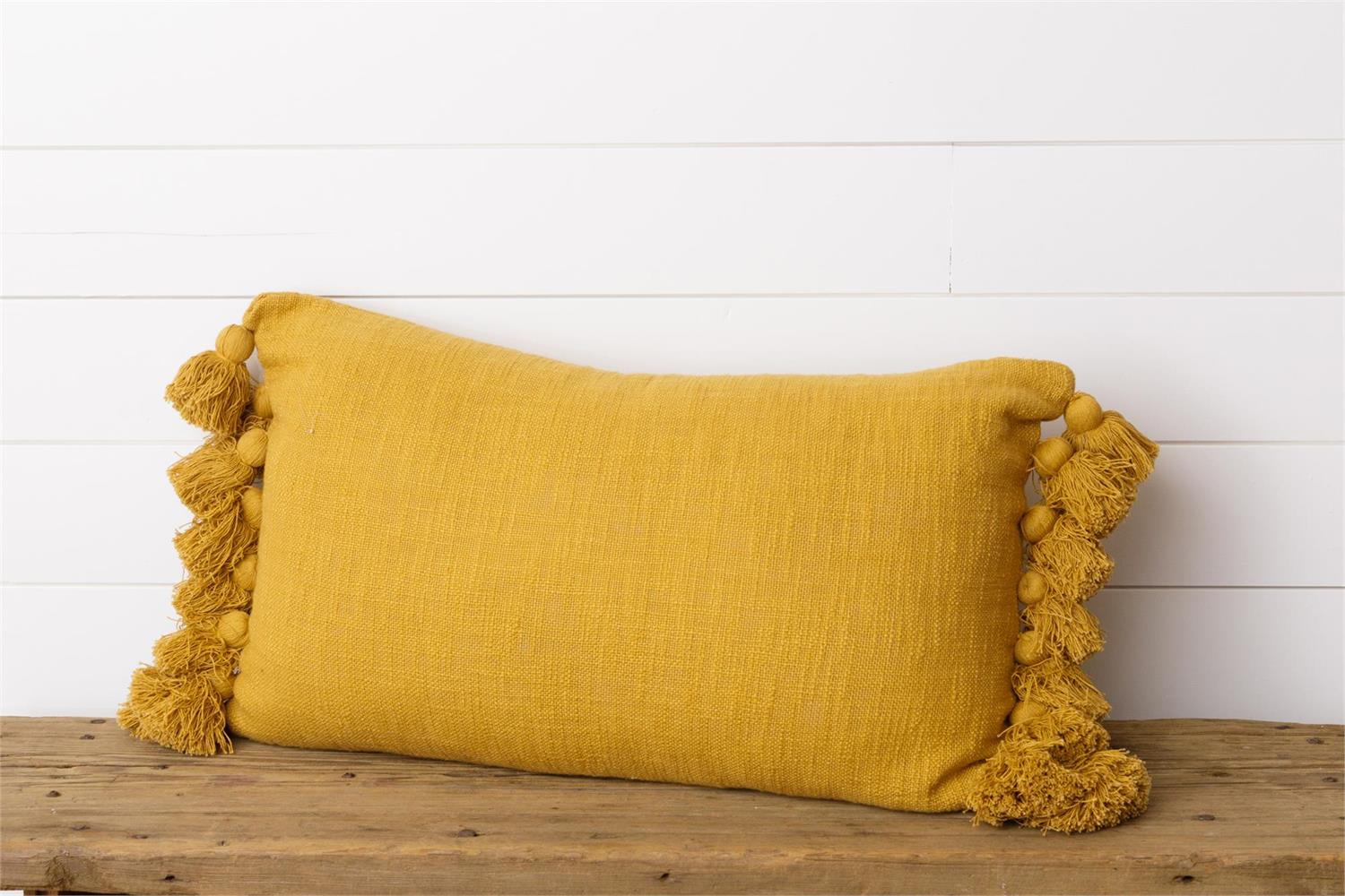 Lumbar Tassel Pillow - Mustard
