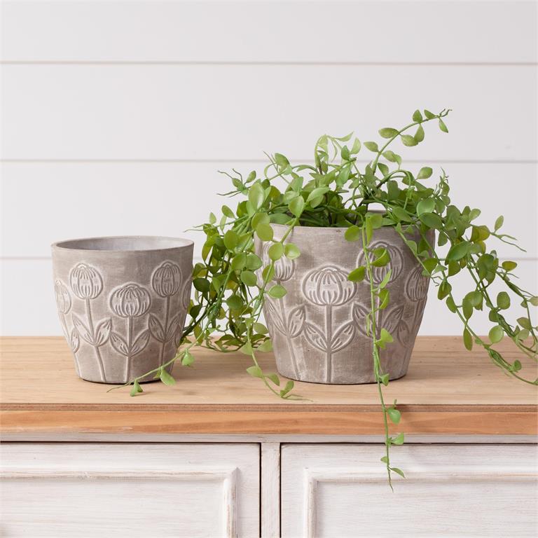 Planter - Embossed Tulip