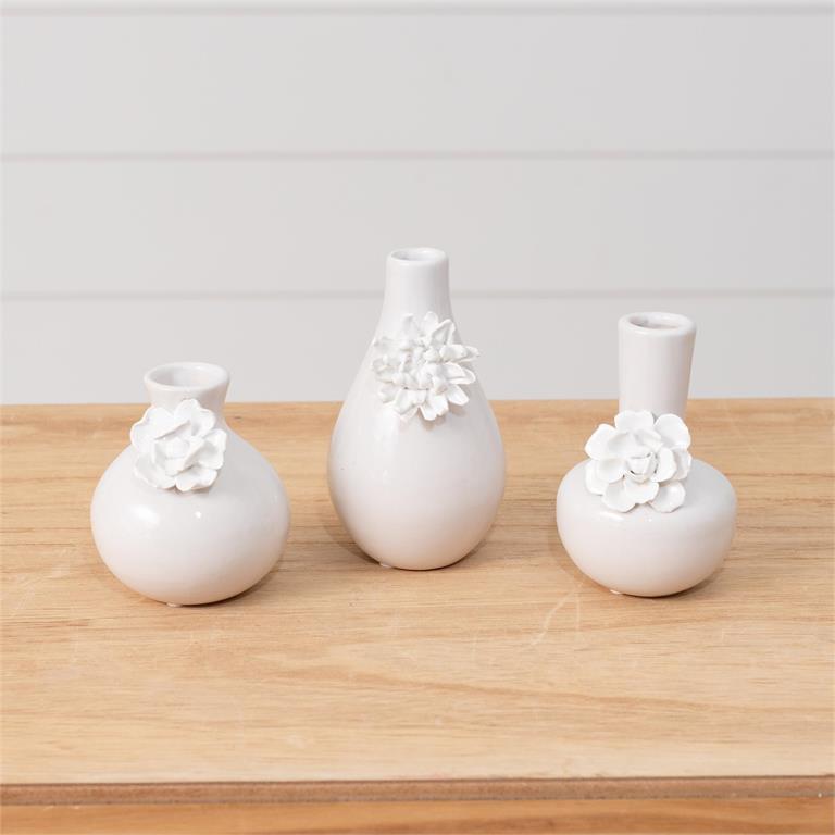 Bud Vases With 3D Floral Detail