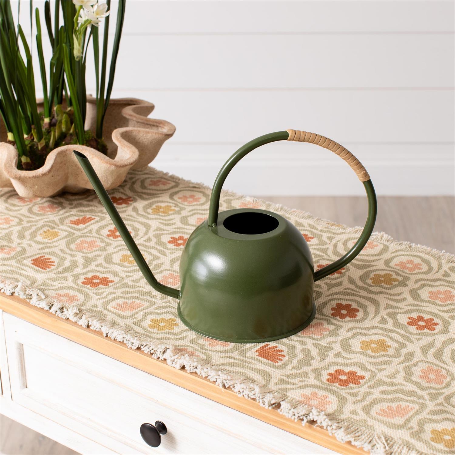 Green Enamel Watering Can