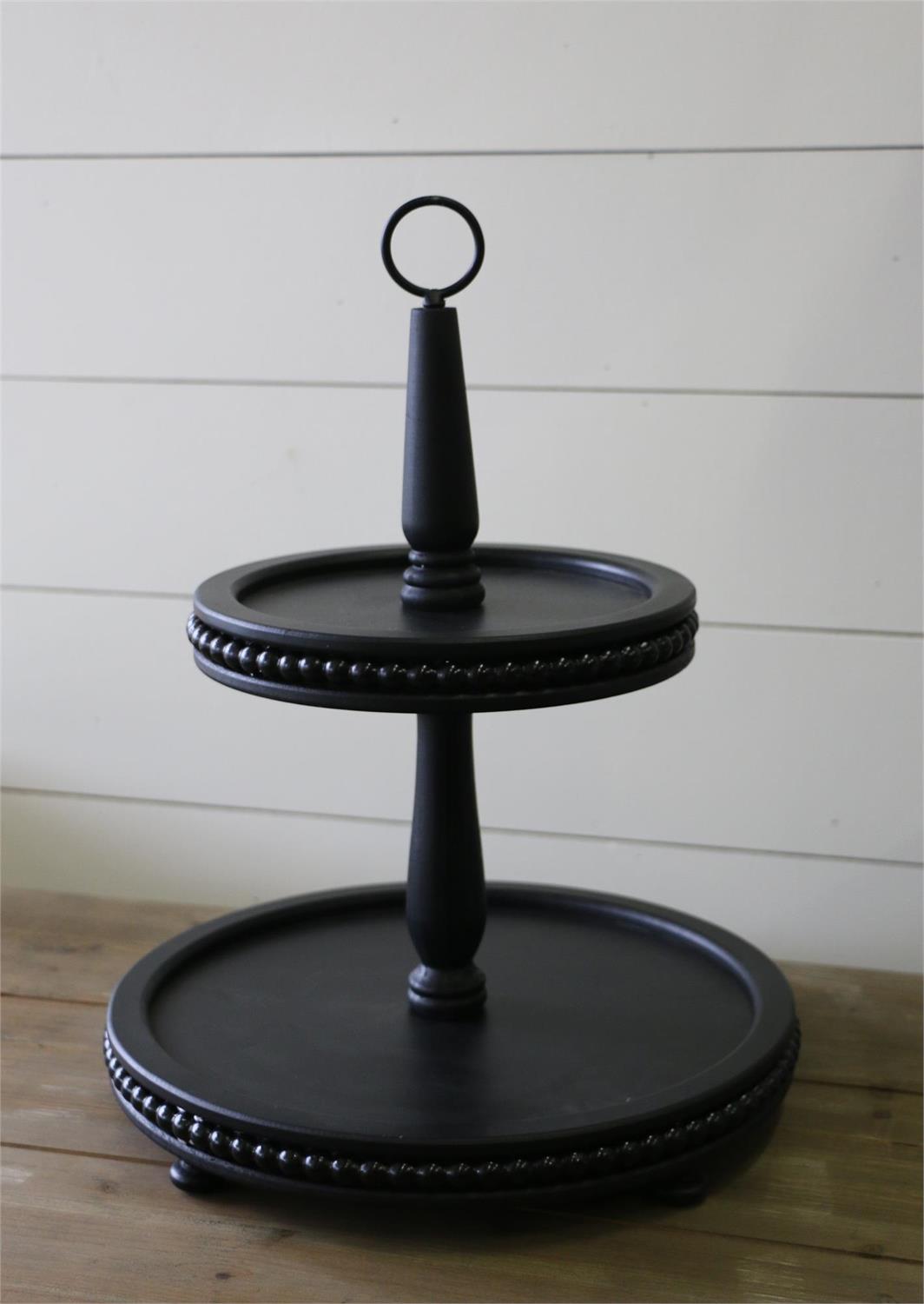 Beaded Tiered Stand, Black
