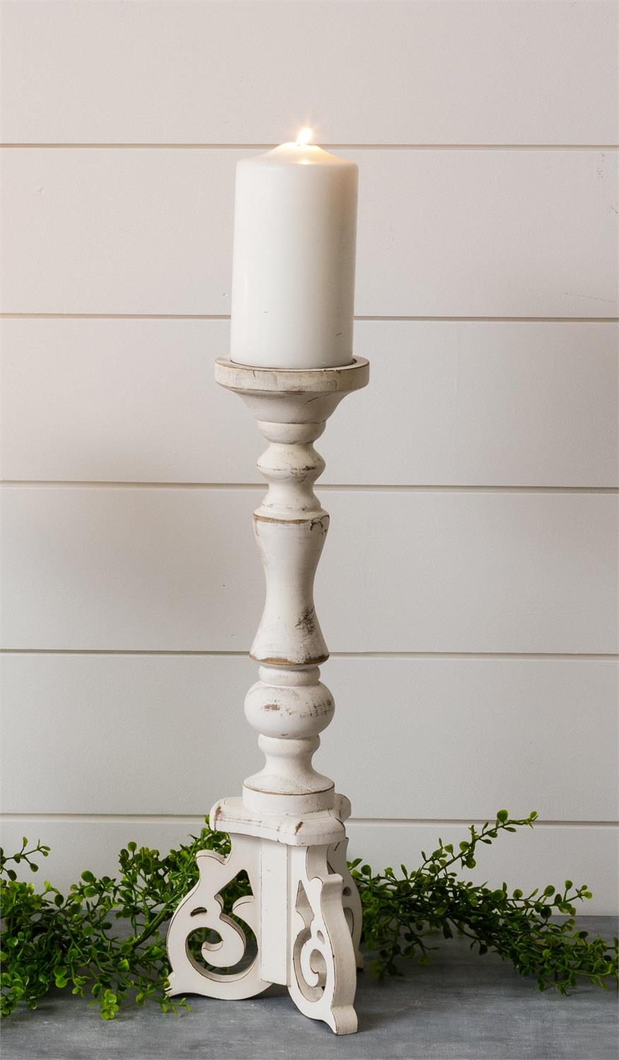 Distressed Candle Holder with Corbel Feet (L)