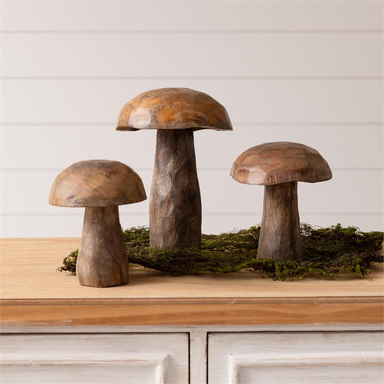 Mango Wood Carved Mushroom