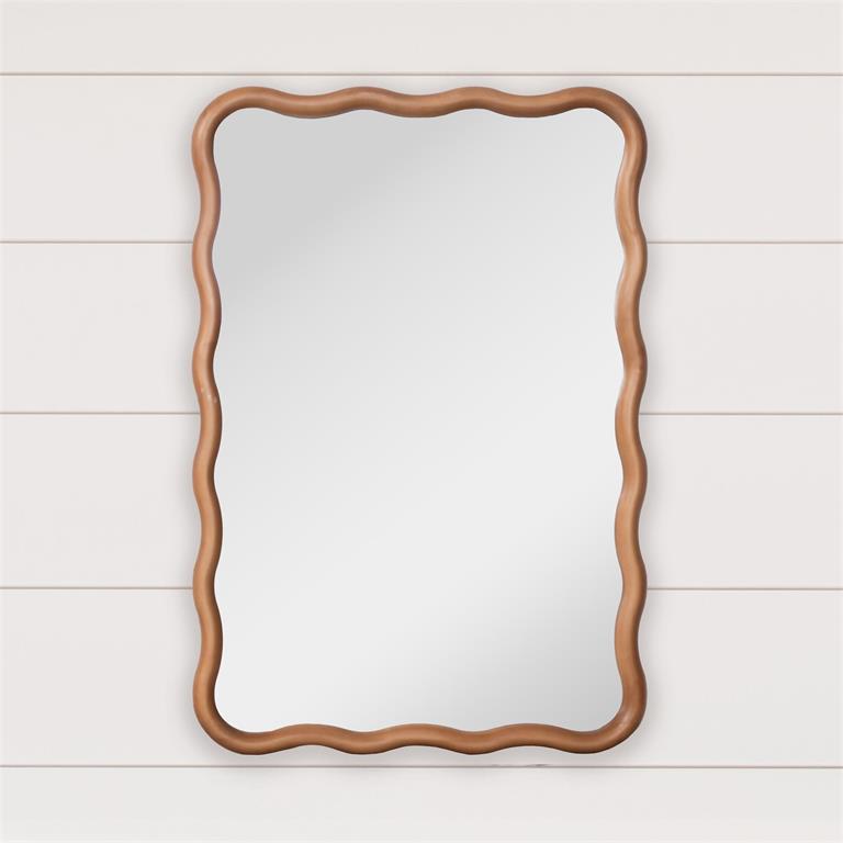 Wavy Edge Natural Wood Mirror