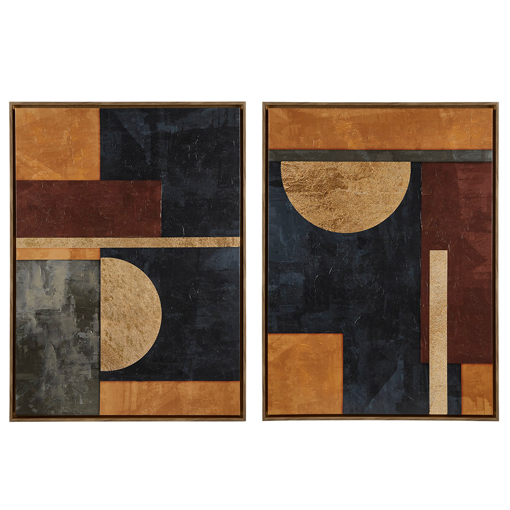 Jeweled Geo Figural 2-piece Framed Canvas Wall Art Set