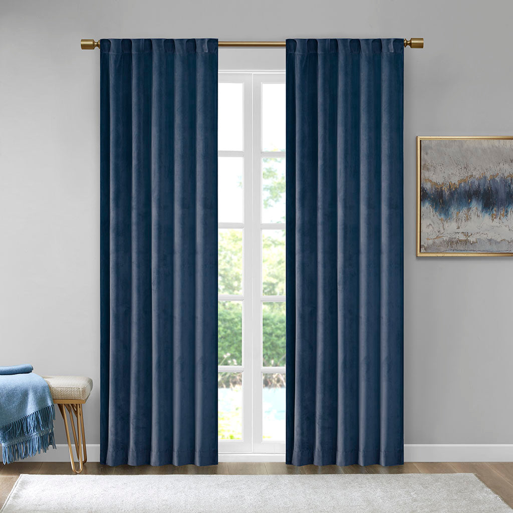 Colt Room Darkening Metallic Printed Poly Velvet Rod Pocket/Back Tab Window Panel Pair