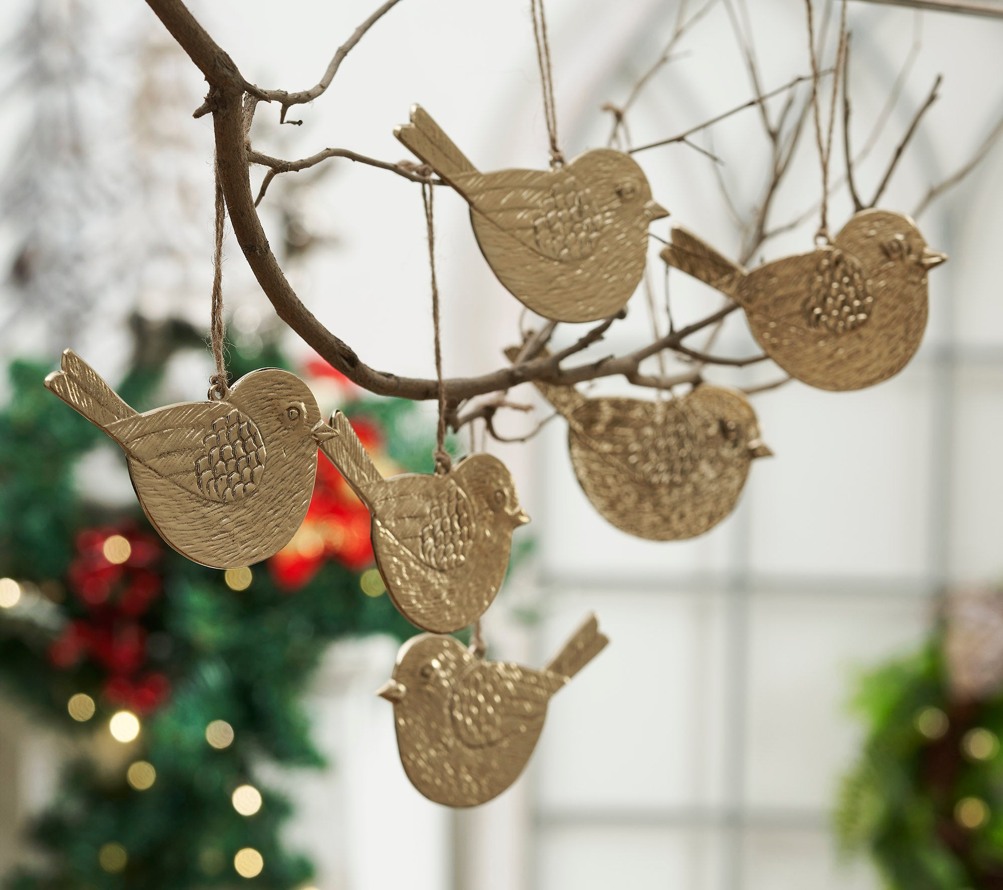 Golden Finch Metal Ornament Set of 6