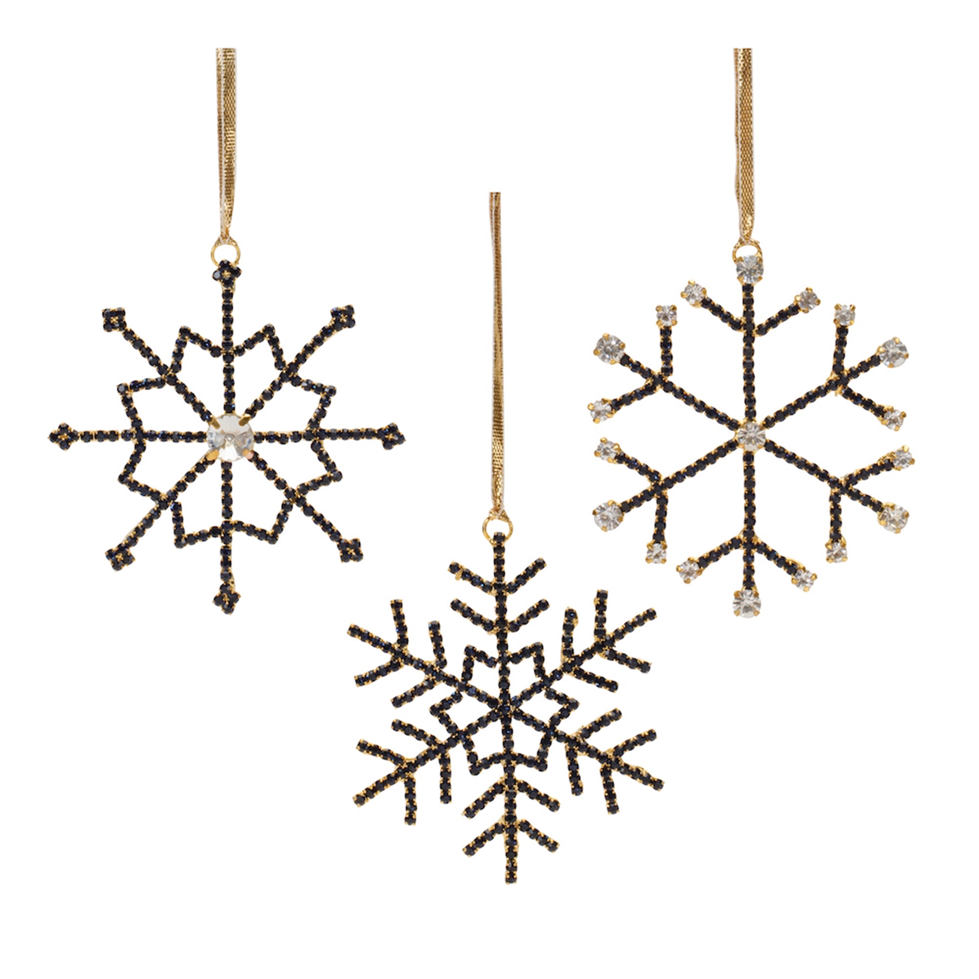 Snowflake Ornament (3 Asst) 3.25”H Iron/Glass
