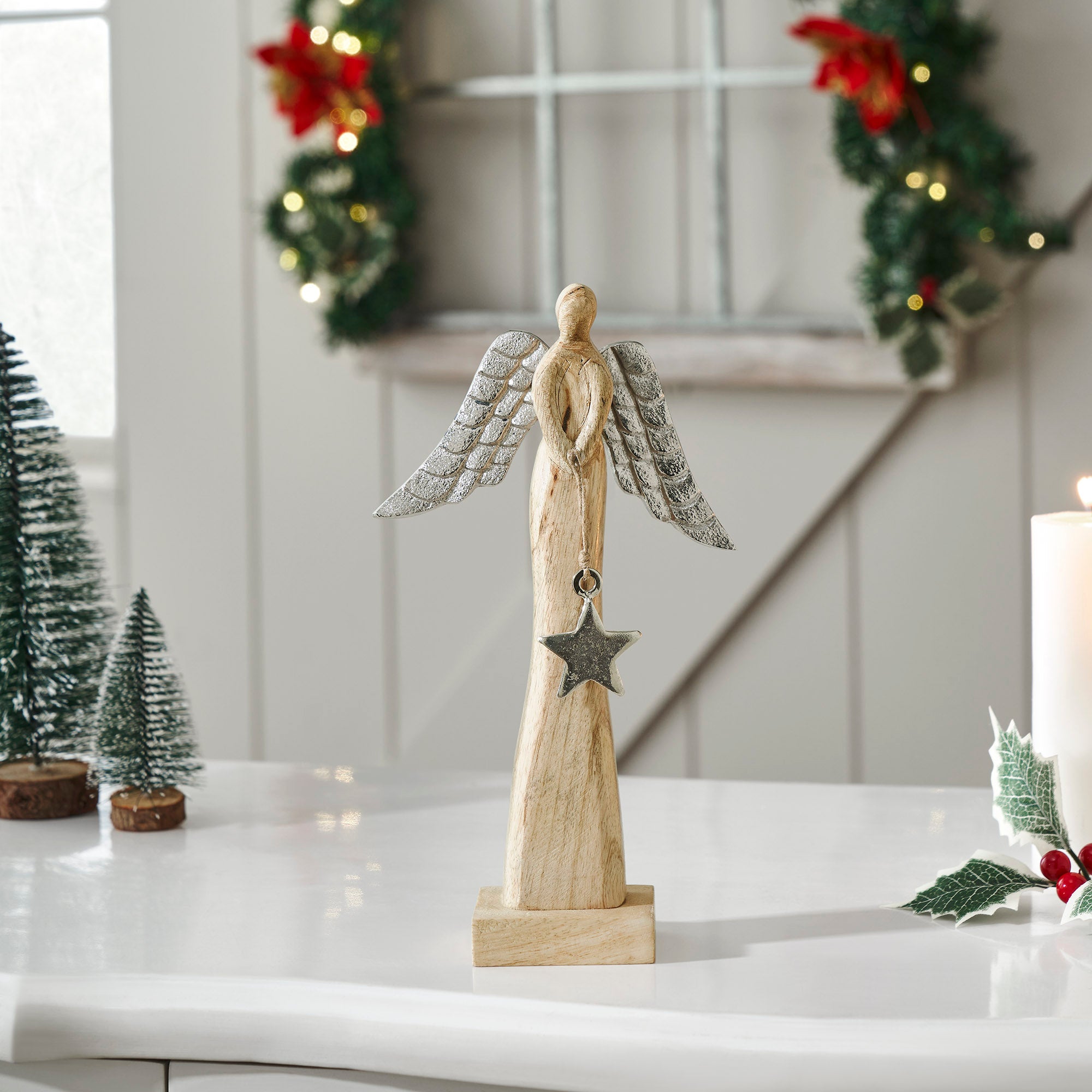 Heavenly Wings Natural Wooden Angel Small