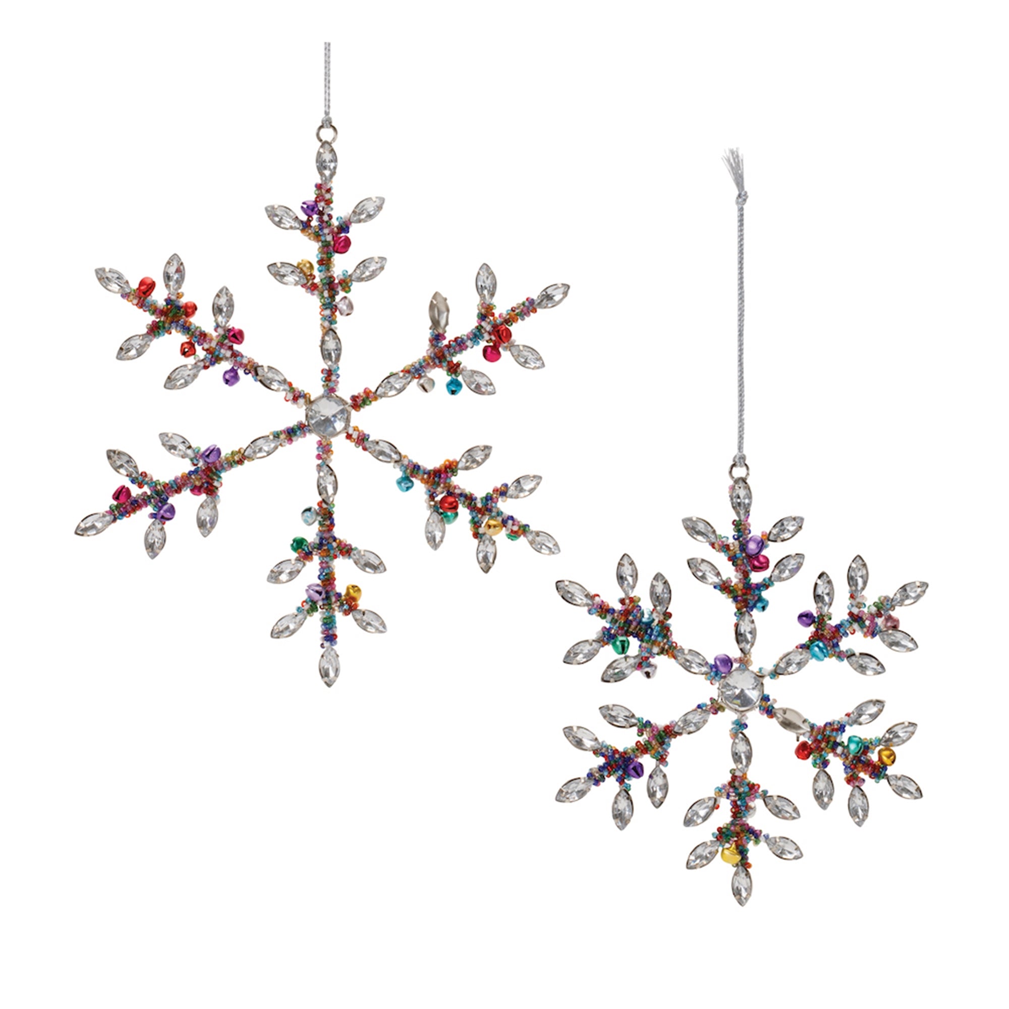 Jewel Snowflake Ornament (Set of 2) 6"H, 8"H Iron/Glass Beads