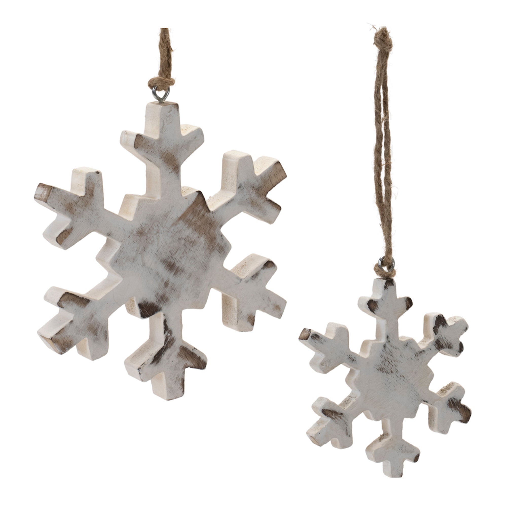 Snowflake Ornament (Set of 2) 4"H, 6"H Wood
