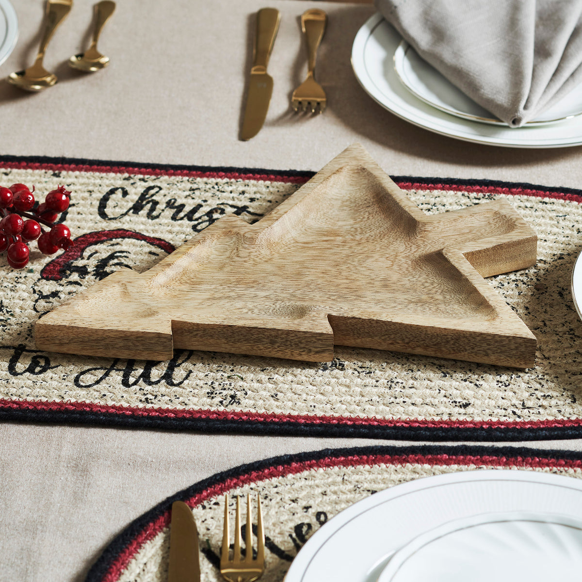 Tree-Shaped Natural Wooden Decorative Tray